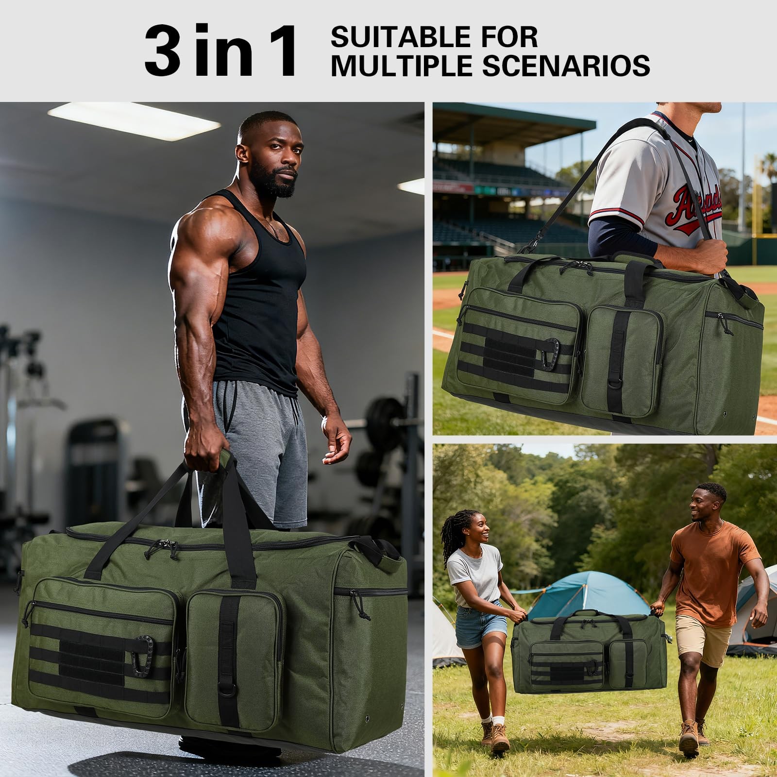 120L Extra Large Duffle Bag for Men, 32″ Heavy Duty Sports Gym and Travel Duf…