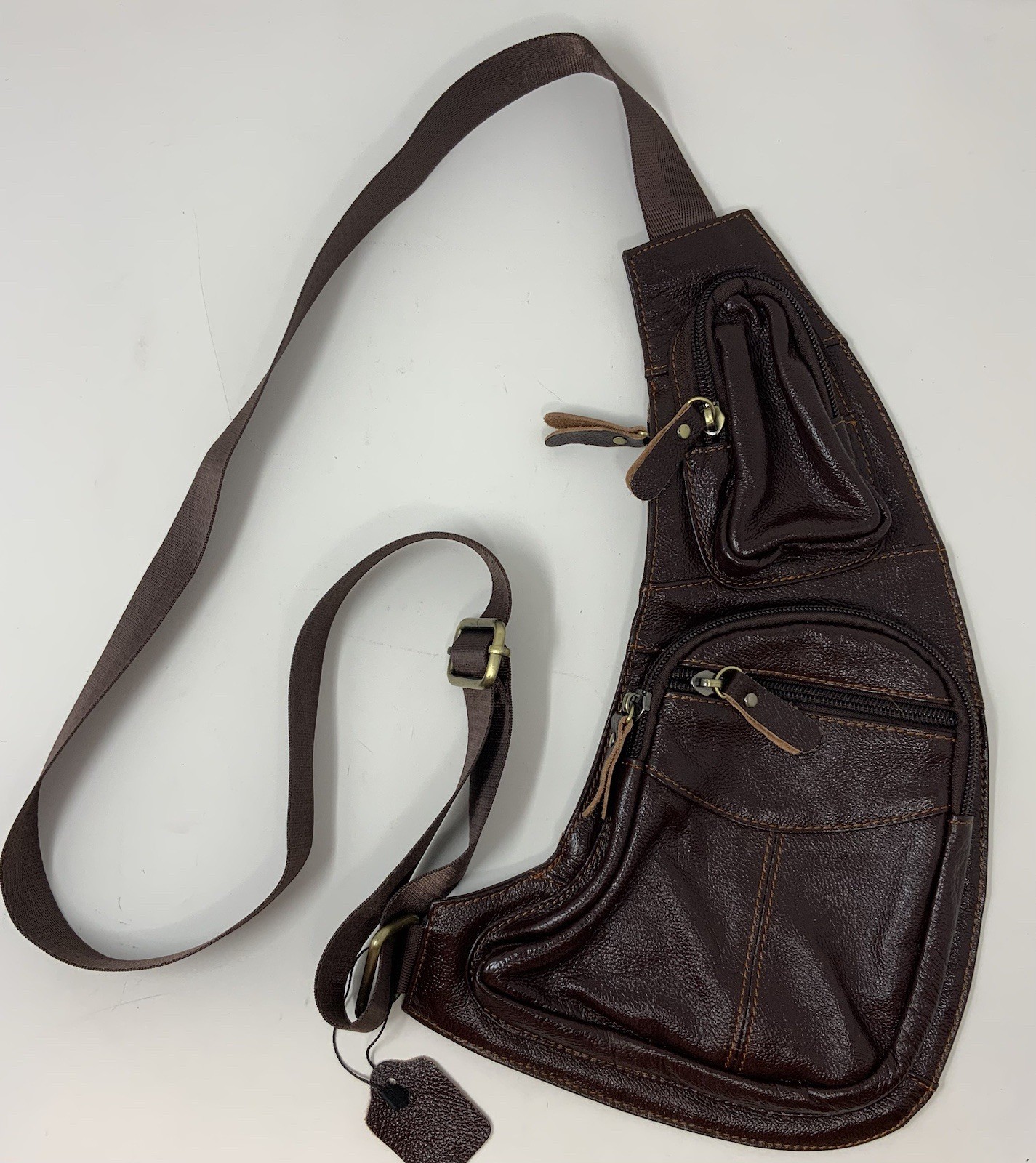 Genuine Leather Brown Sling/Backpack Bag for Men/Woman NEW