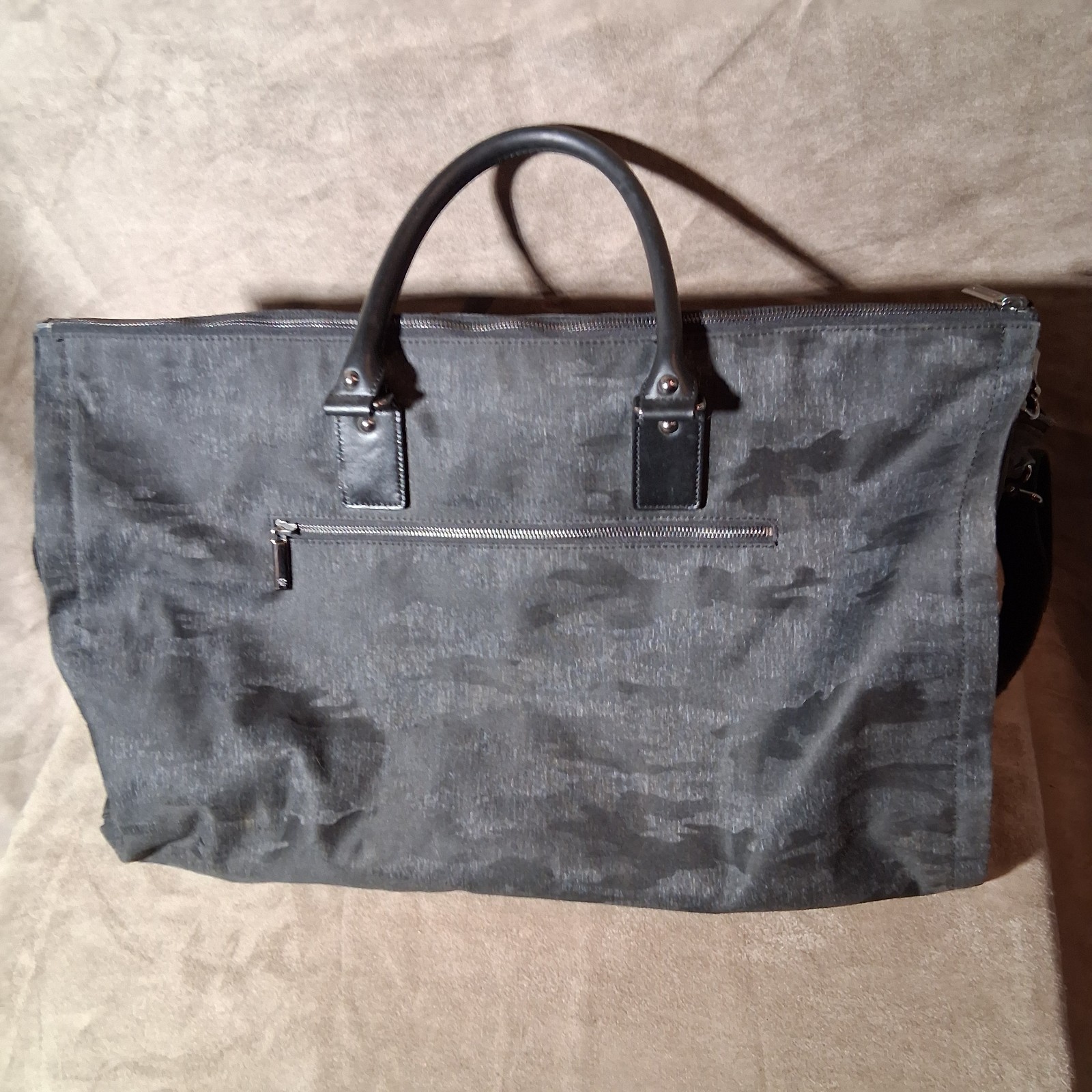 Mint Hook & Albert Canvas Leather 2-in-1 Garment Bag Weekender Duffle 22x13x10