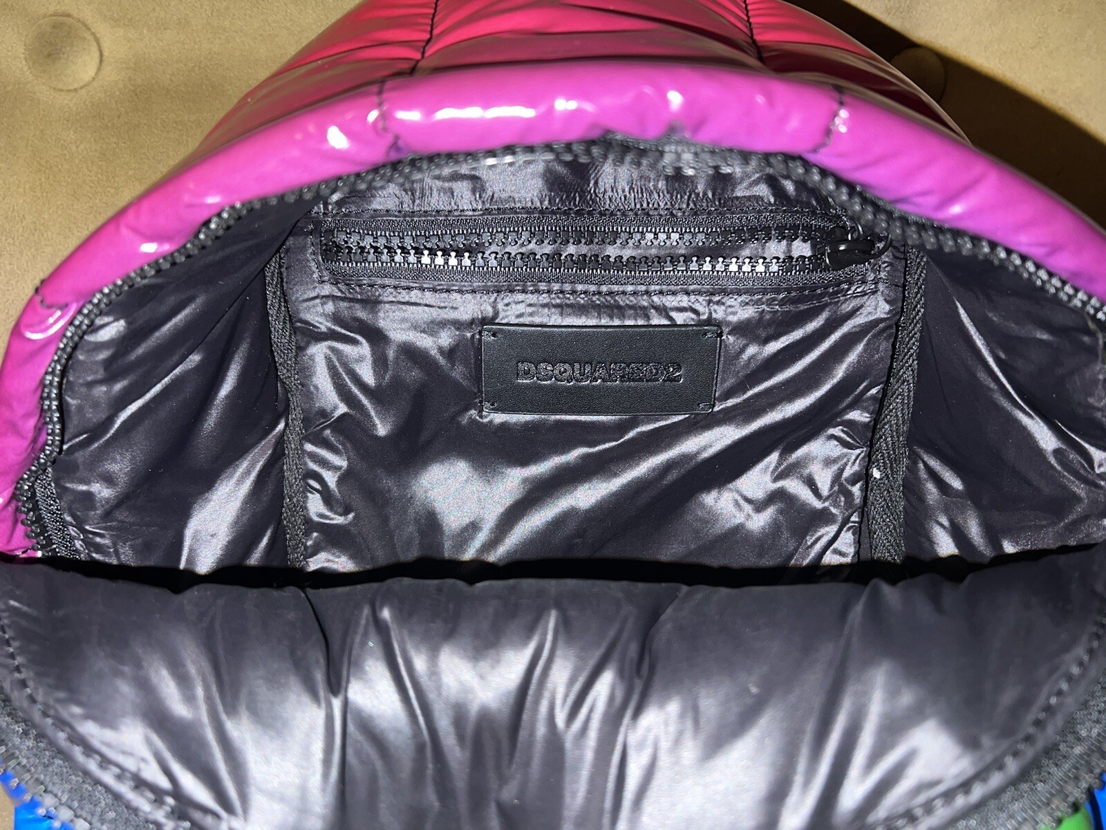 DSQUARED² VERY RARE RAINBOW MULTICOLOR PUFFER SIGNAGTURE SMALL BACKPACK D2