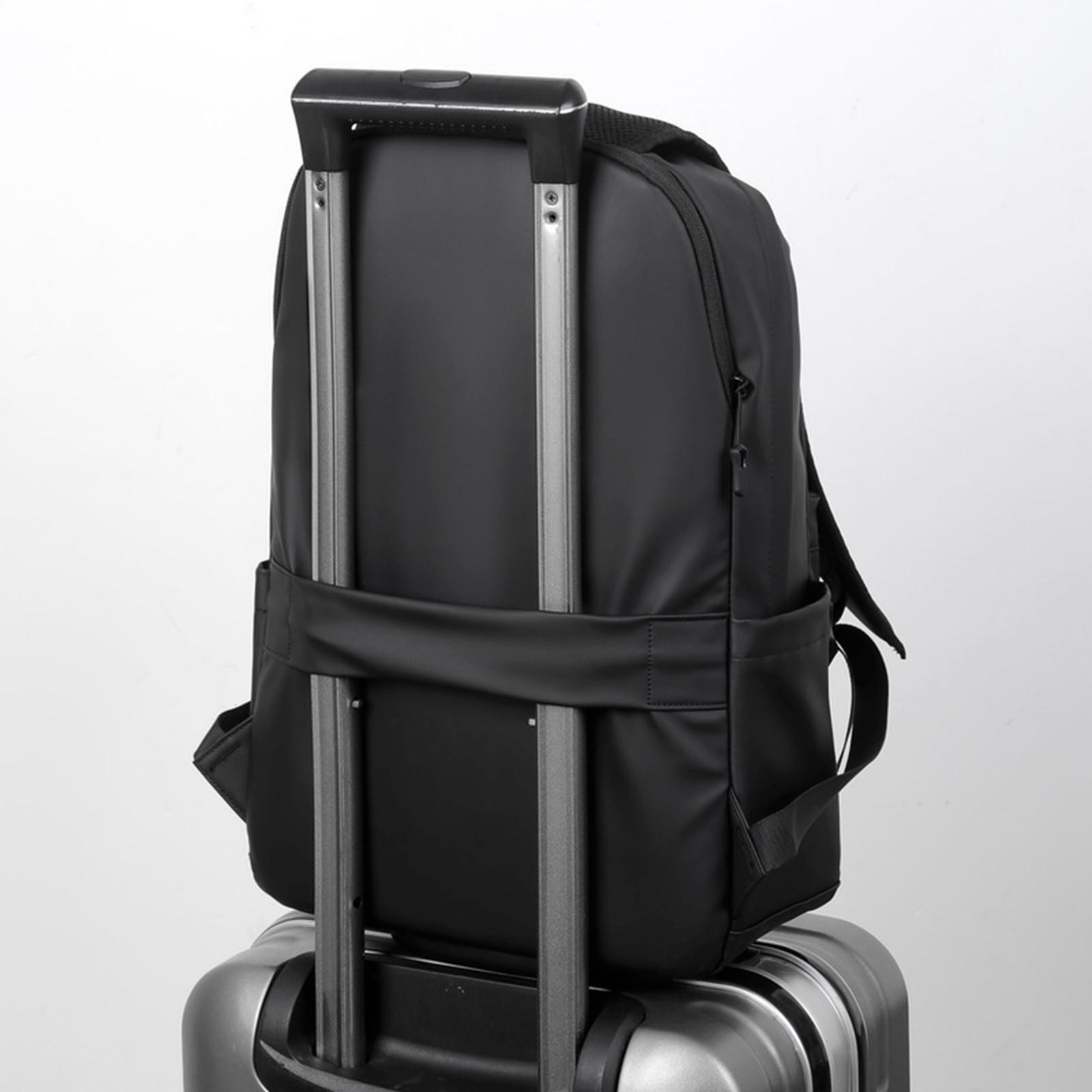 Men Pu Leather Backpack Waterproof 15.6″ Black Laptop Bag High Quality Fashion