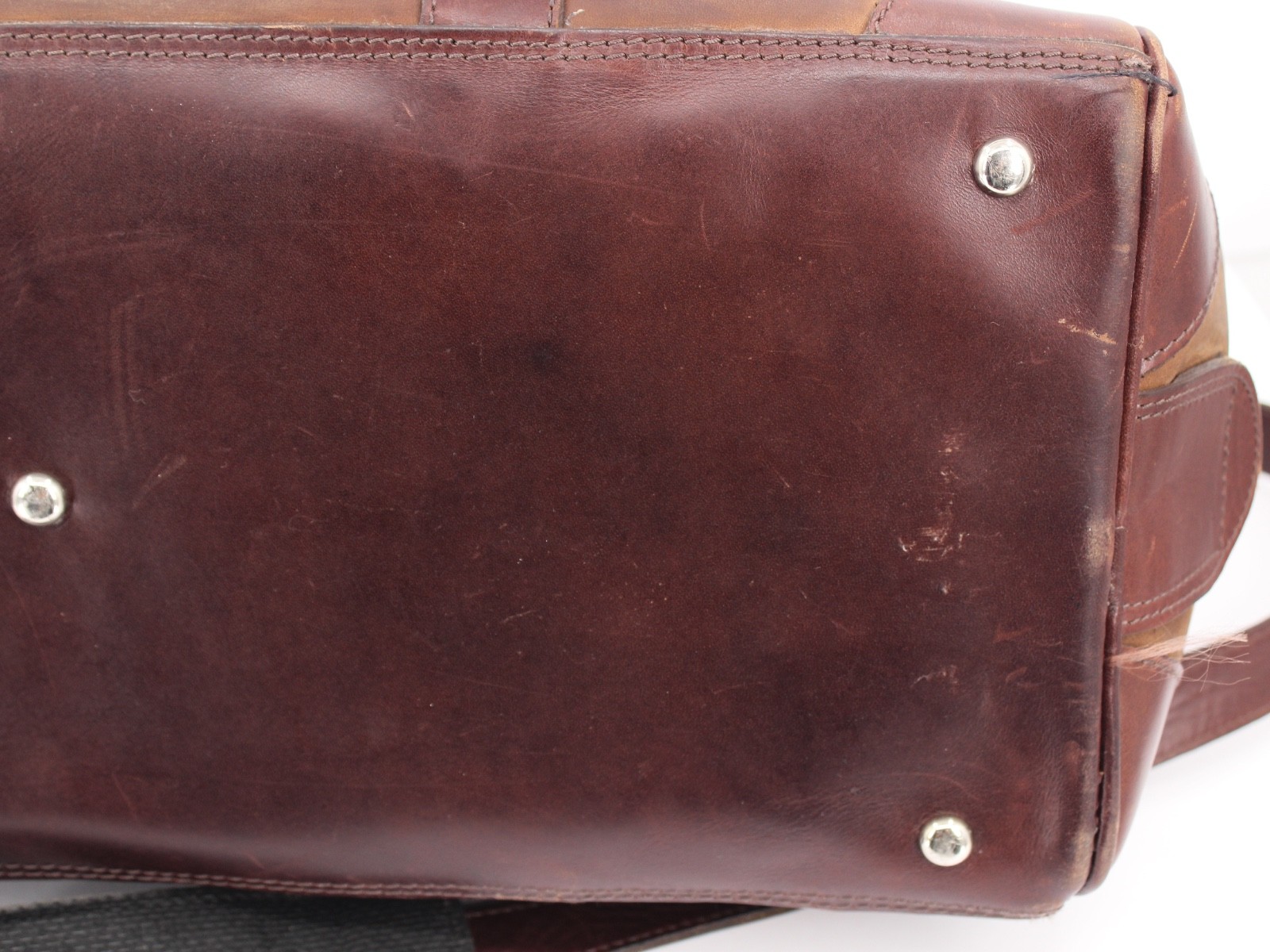 Roots Brown Leather Duffle Bag David E Kelley Productions Weekender Travel Bag