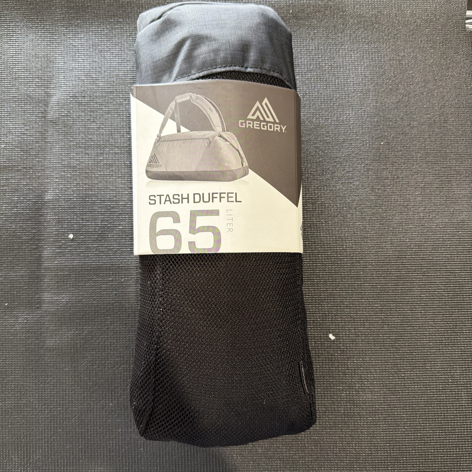 Gregory Stash Duffel 65 Liter Shadow Black NWT Sling Backpack Travel Camping