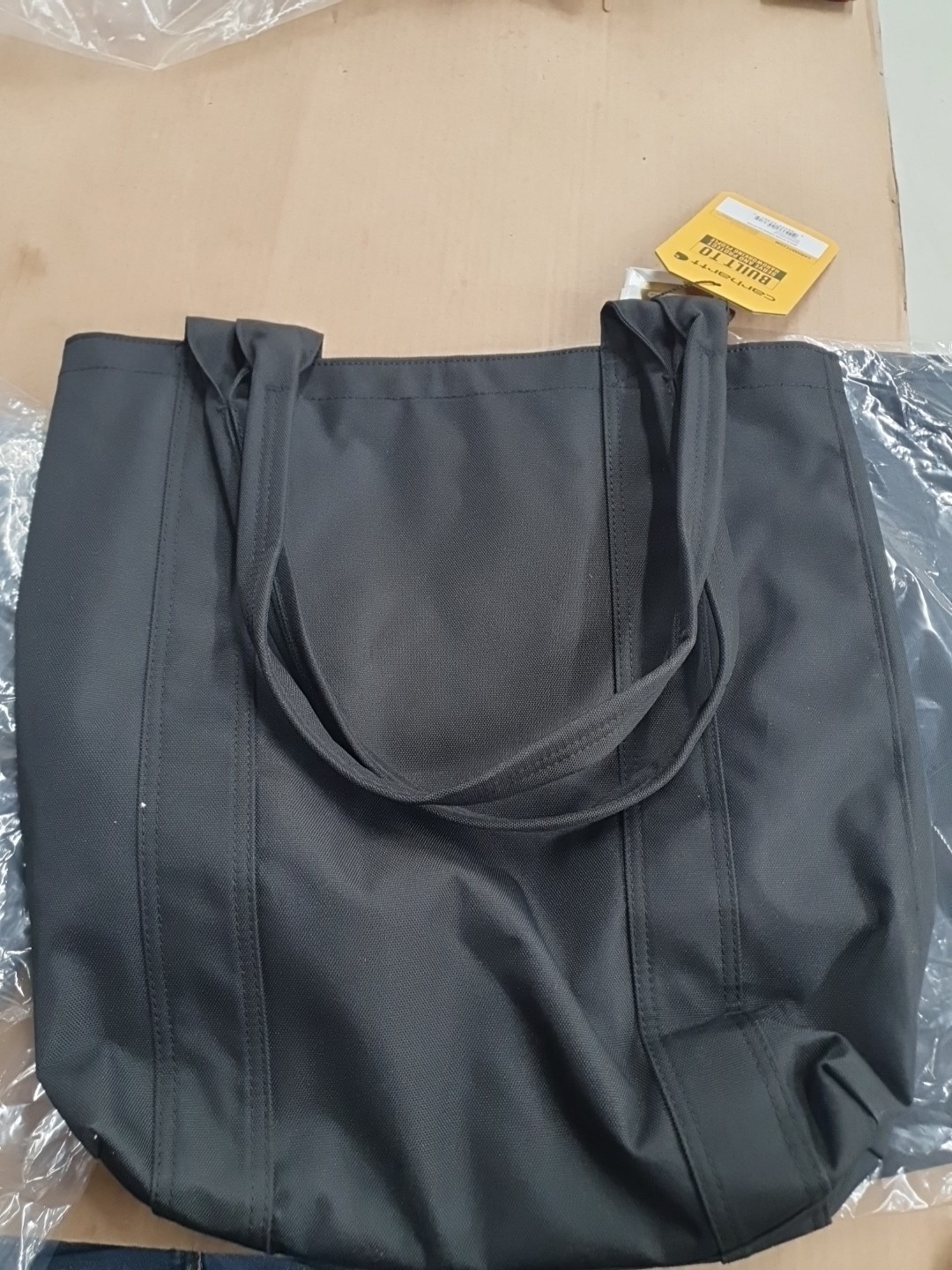 Carhartt Vertical Open Tote Bag Black Water Resistant Durable Work Tote