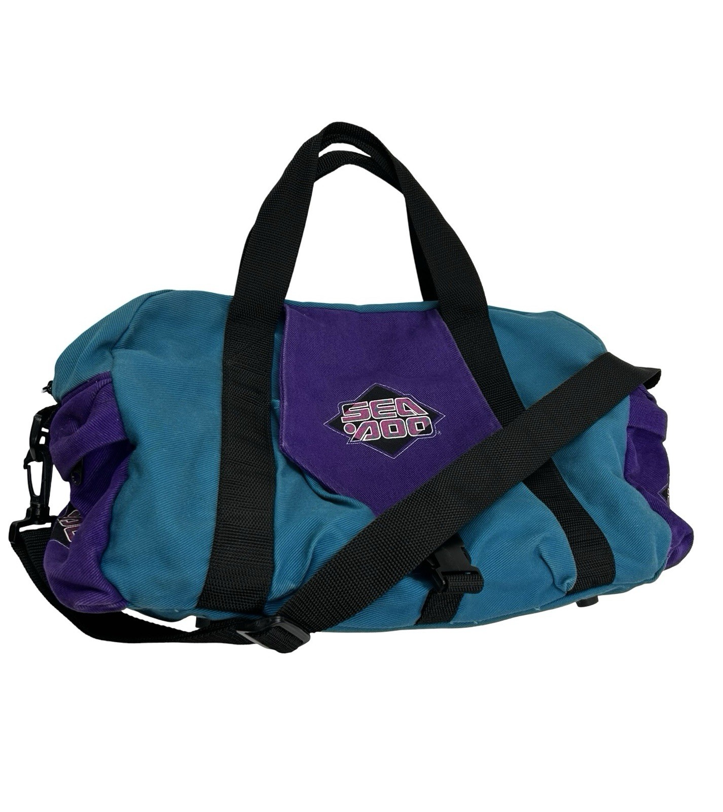 Vintage Sea-Doo Color Block Teal Purple Gear Duffel Bag