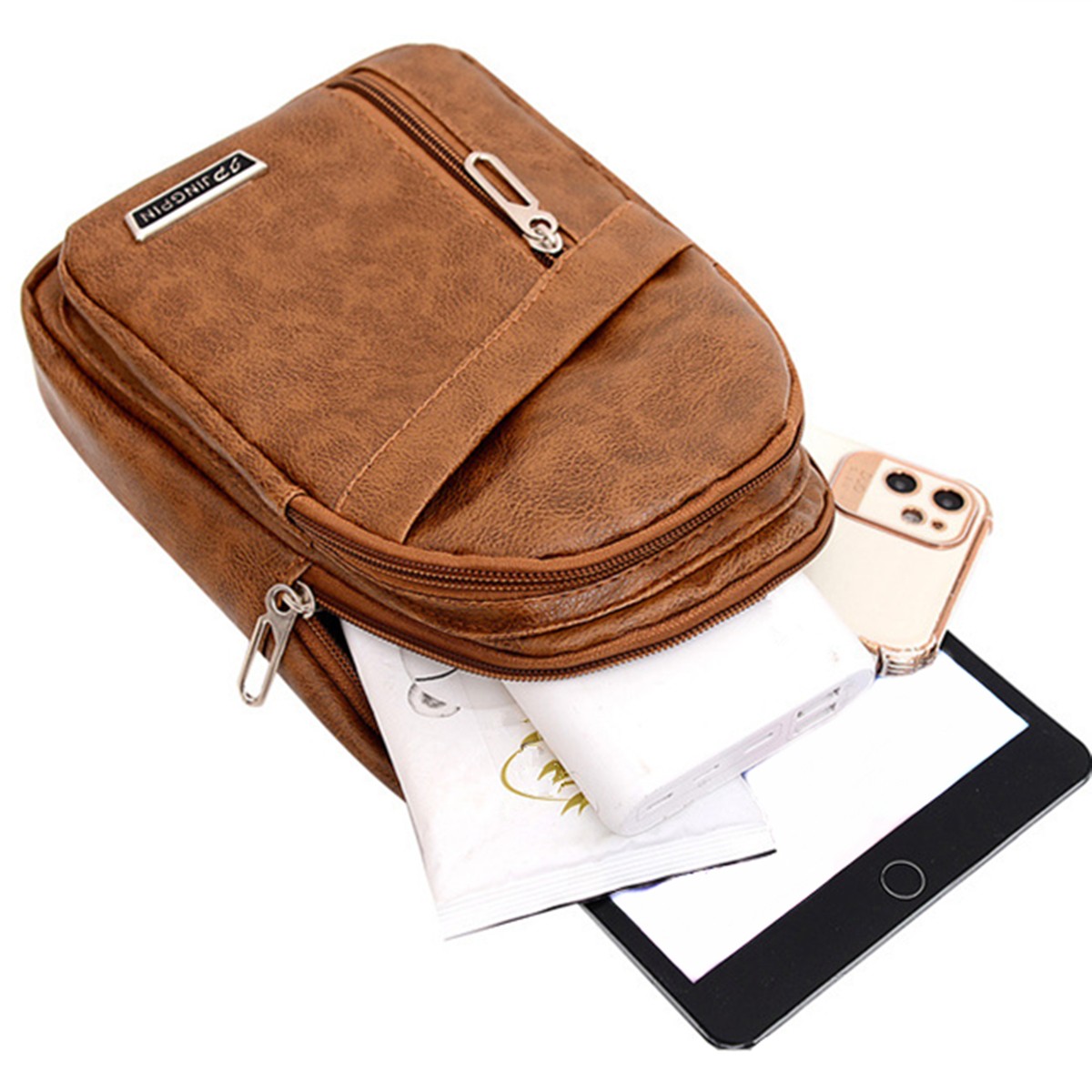 Men’s Multi Layer Single Shoulder Bag Outdoor Leisure Crossbody Bag Chest Bag