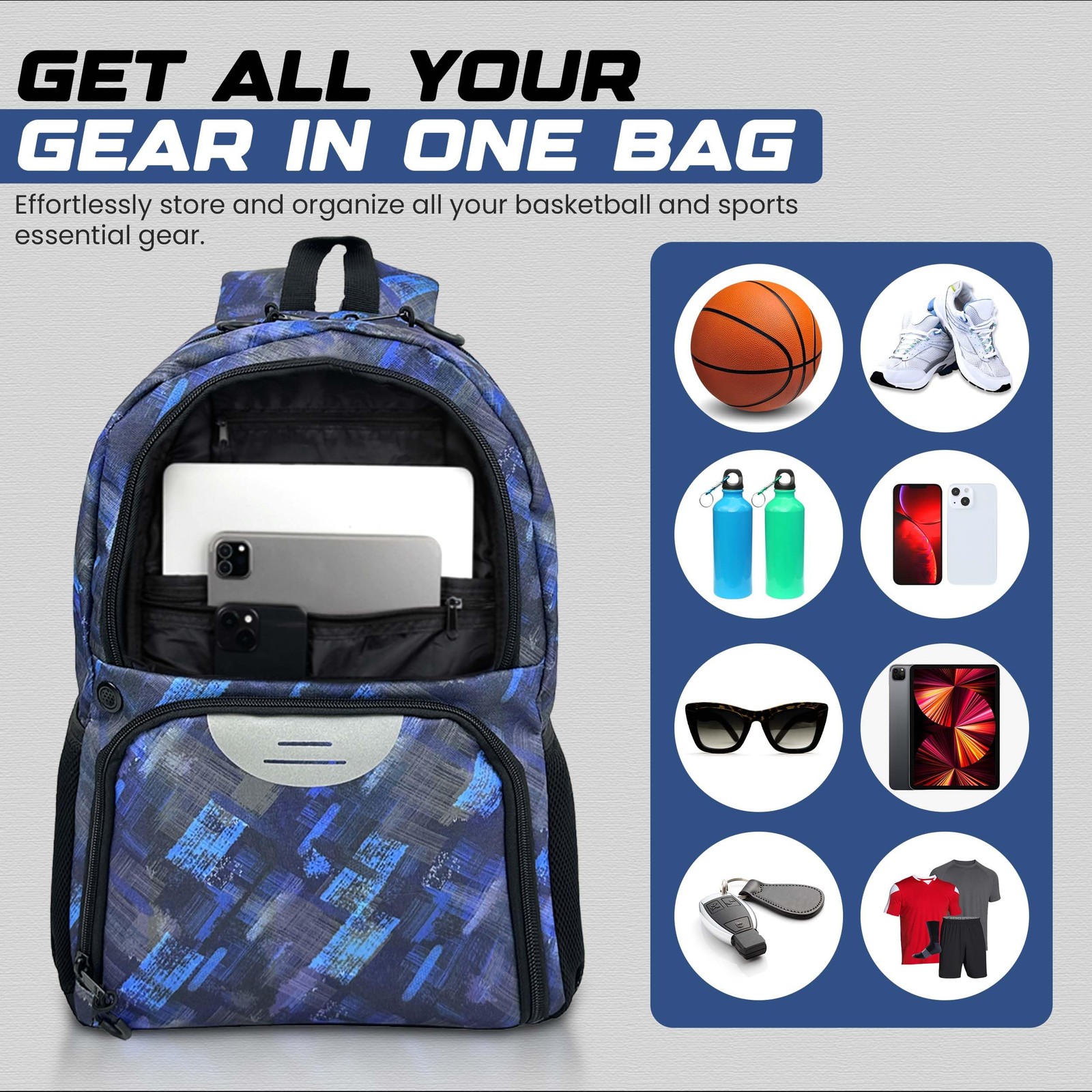 Multi-Sport Backpack with Pump – Soccer & Basketball Bag, Separate /Shoe Comp…