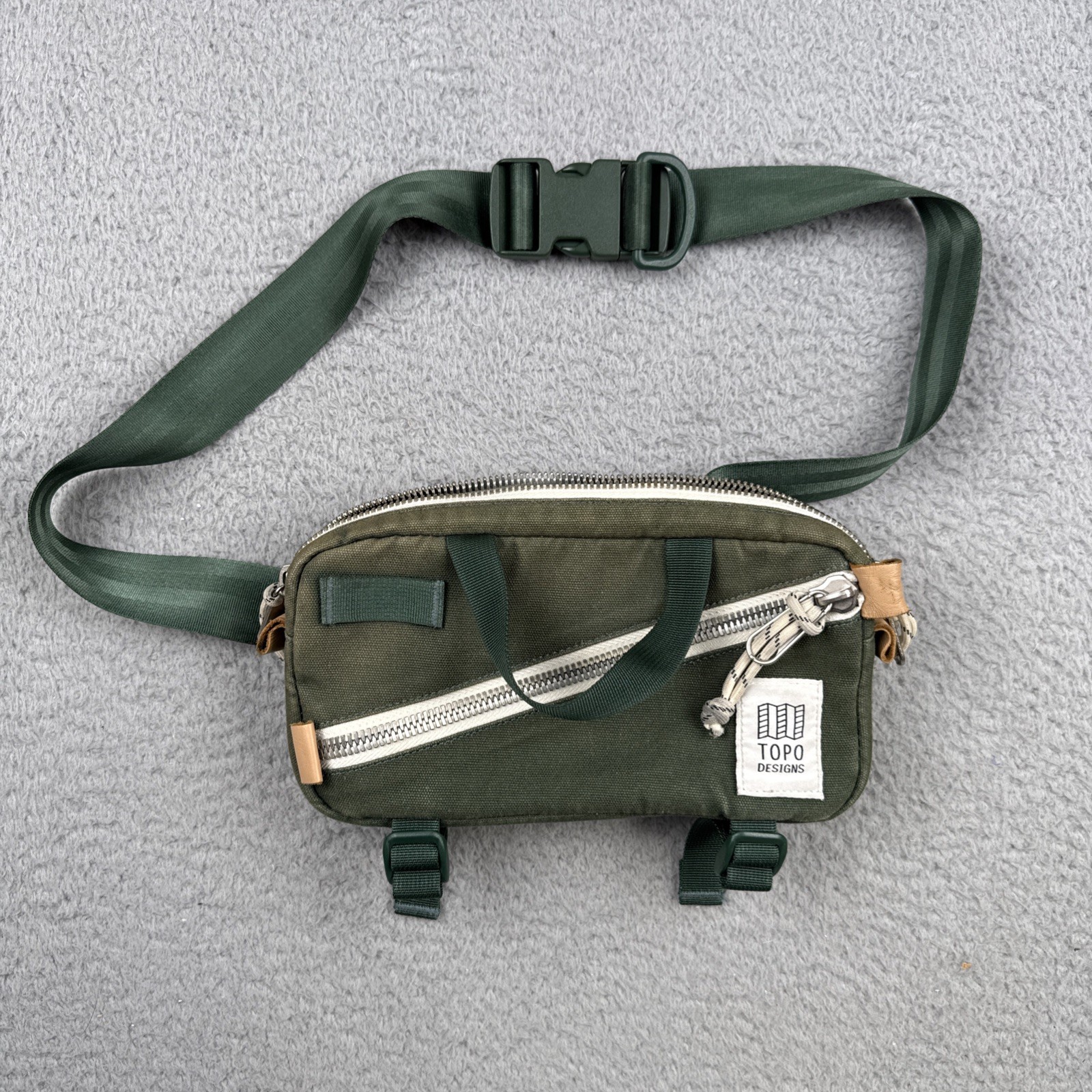 TOPO DESIGNS Mini Quick Pack Free People Fanny Hip Shoulder Bag Green Canvas