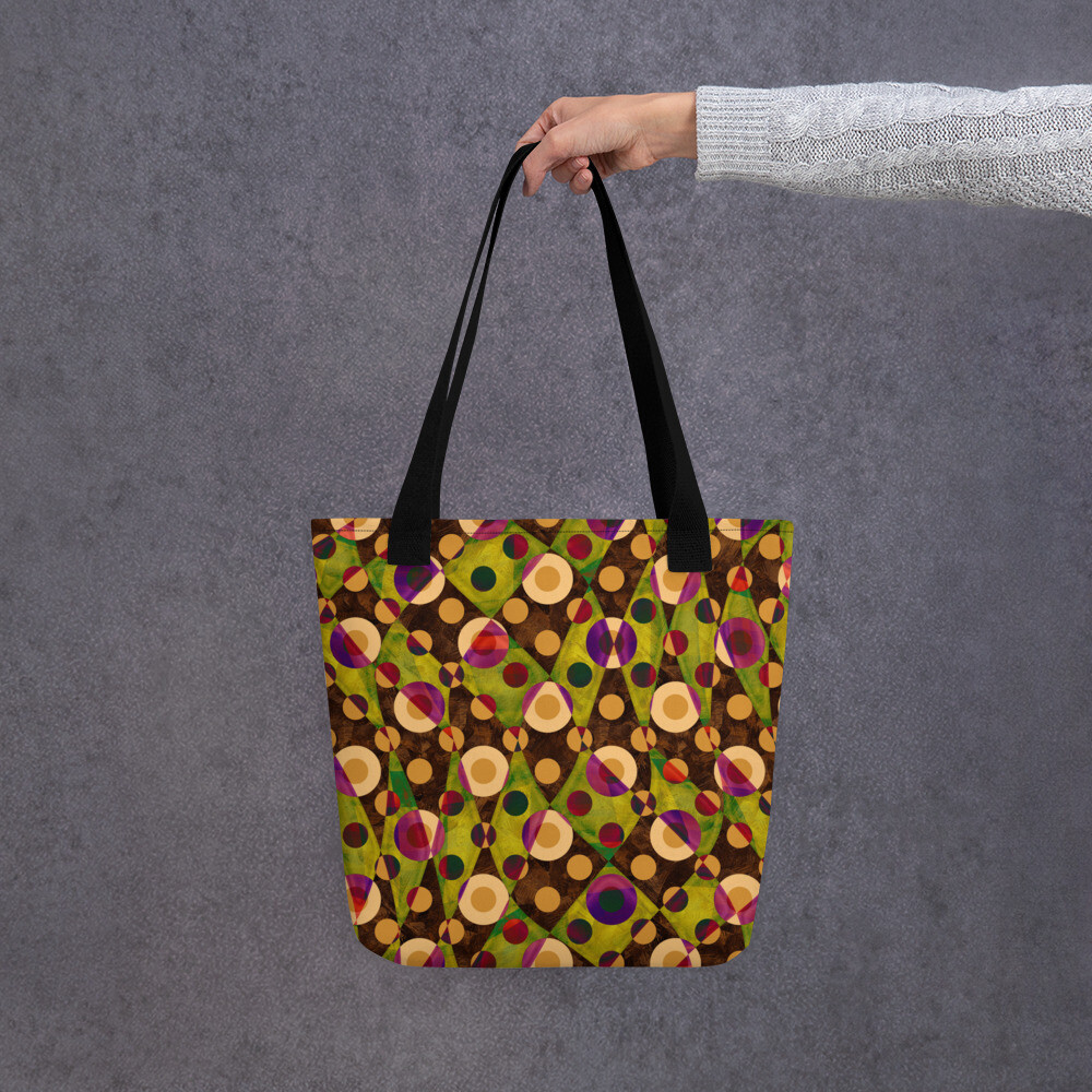Modern Geometric Purple and Yellow Multi-Color Abstract Fashion Small Tote bag
