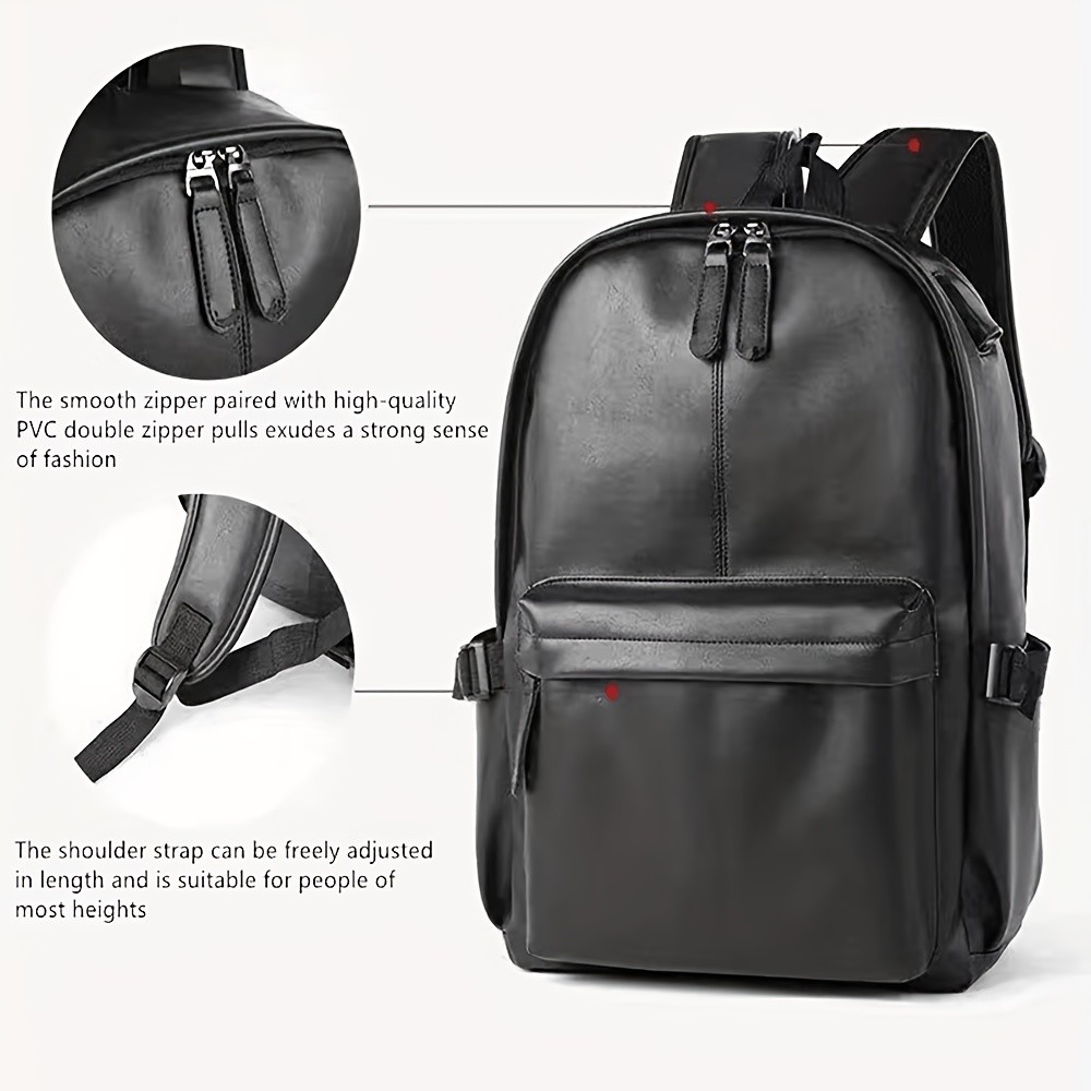 US Mens Leather School Backpack Laptop Travel Waterproof College Bag Black