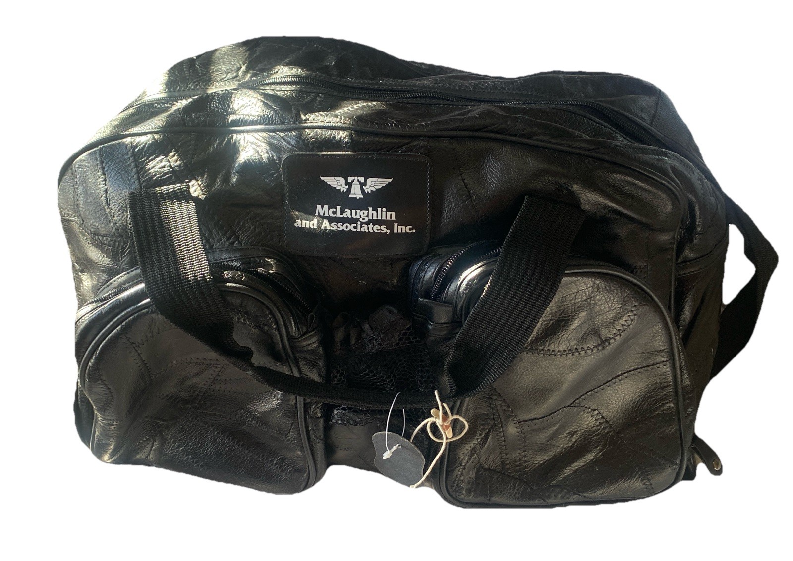 Genuine Leather 18x10x10” Travel bag fabric lined side handles & shoulder strap