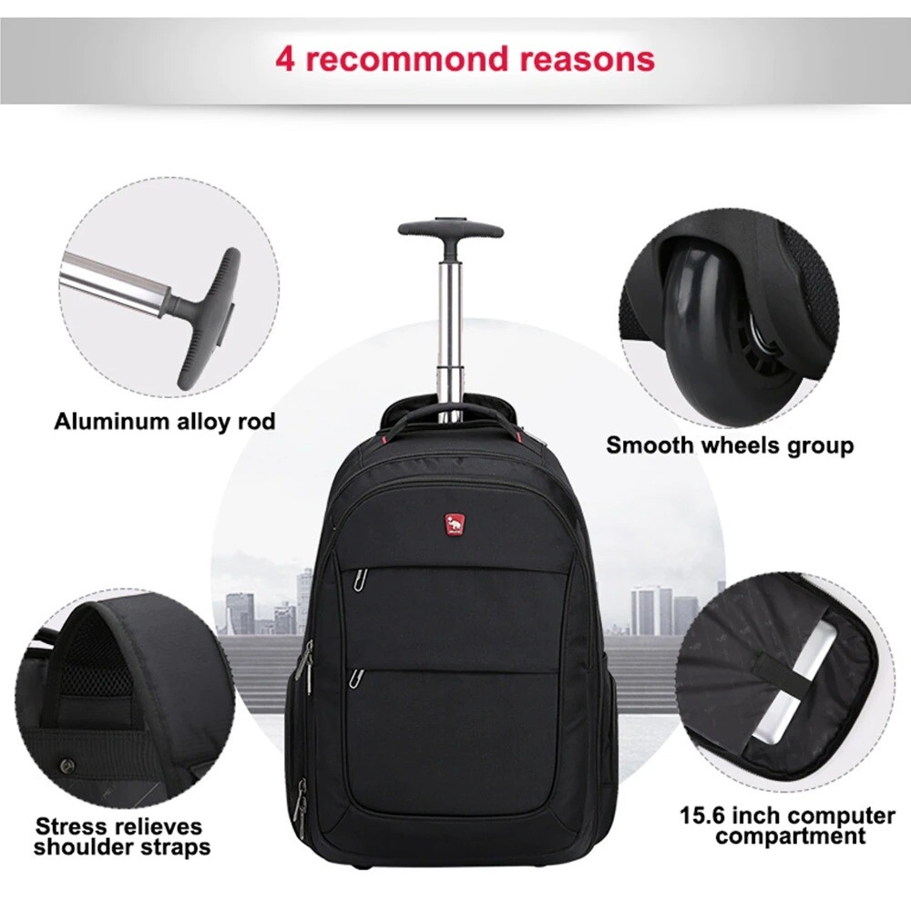 Trolley Bag Men Travel Luggage Backpack Wheels Suitcase Fashion Rucksack Large