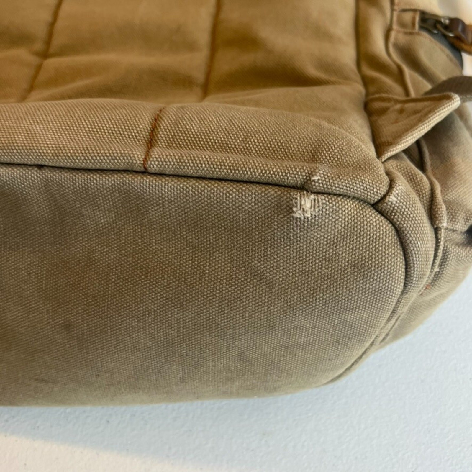 Augur Strauss Backpack Laptop Canvas Drawstring Leather Trim Boho Hiking Unisex