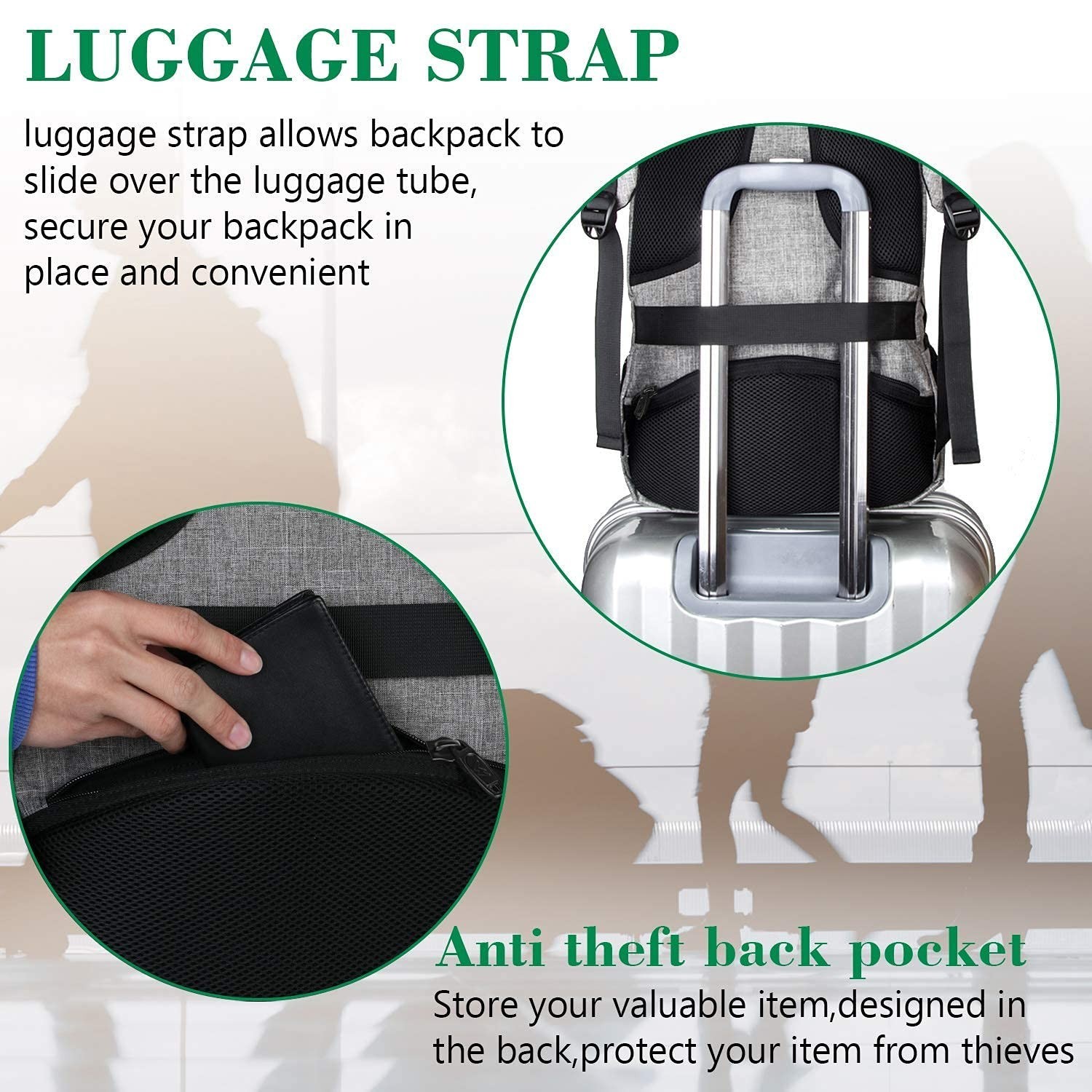 Travel Laptop Backpack – Anti-Theft Slim Design, Water Resistant, Fits 15.6″ Lap