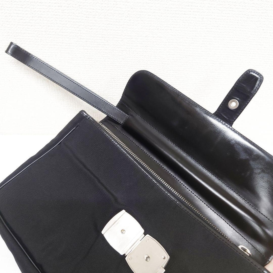 Dunhill Clutch Bag Second Bag Black Nylon x Cordovan Leather Flap Lock Men’s