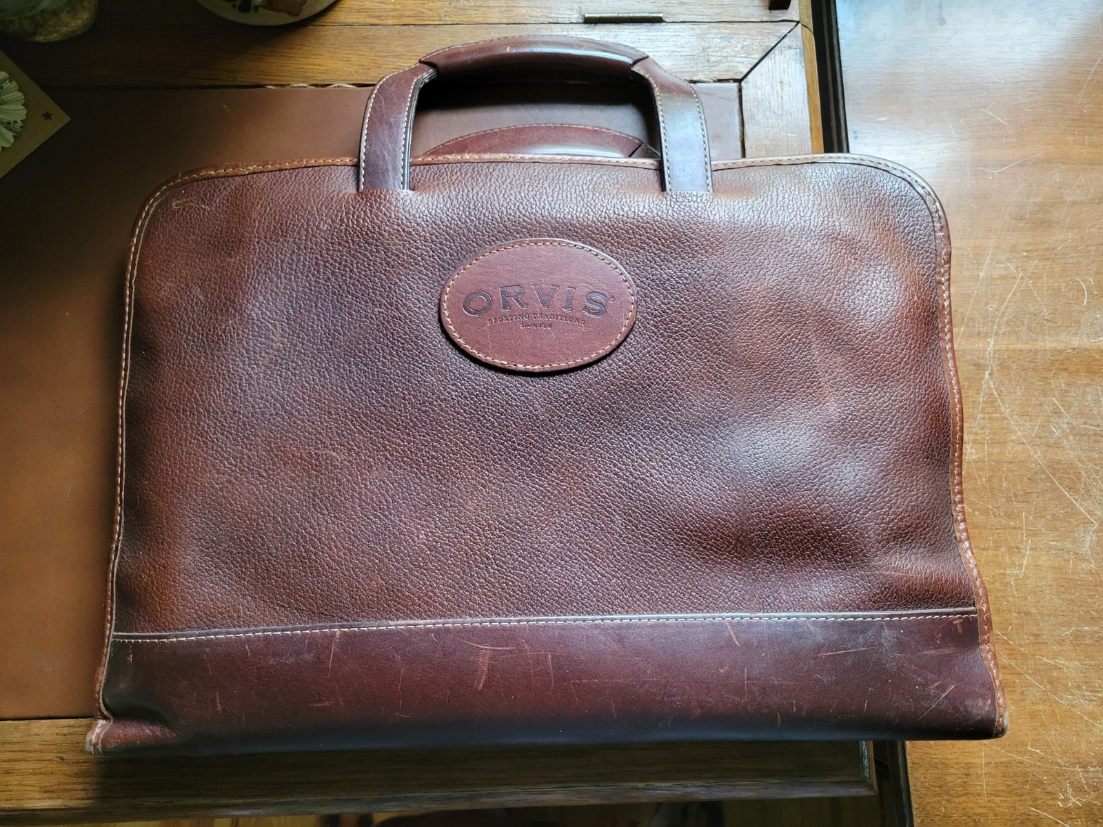 Orvis Leather Messenger Briefcase Bag