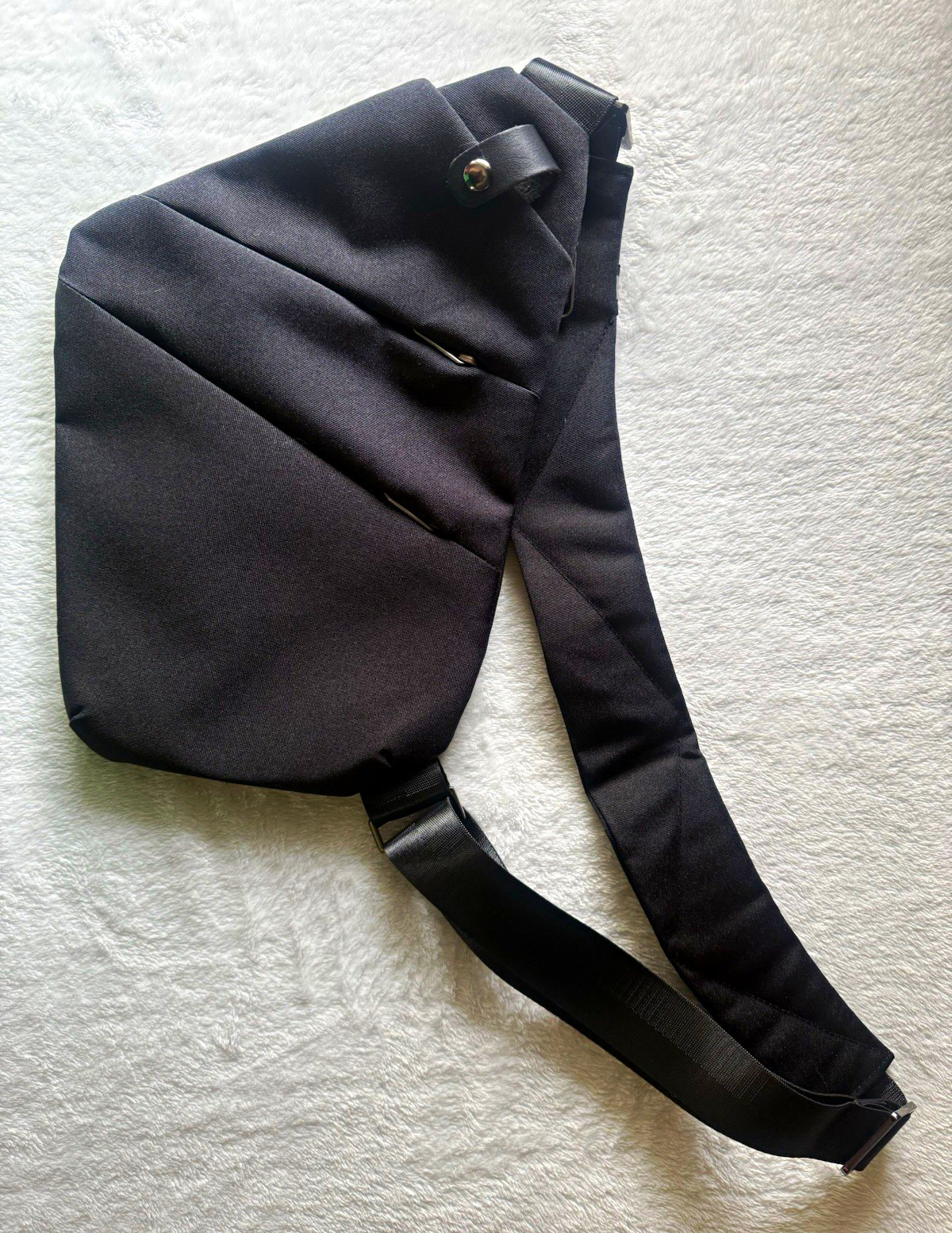 Black Waterproof Crossbody Sling Chest Bag, Zip & Magnetic, Outer Pockets