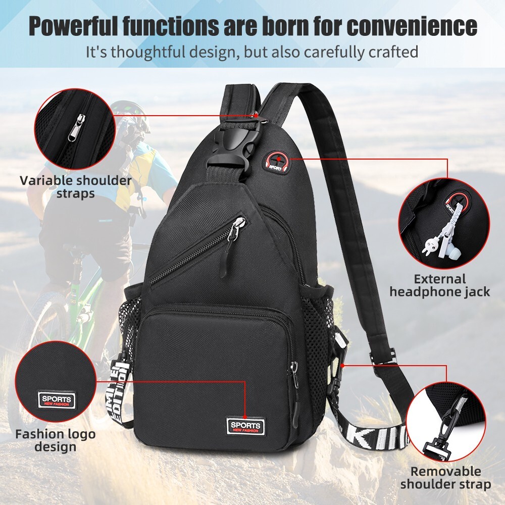 Men’s Backpack Nylon Sling Bag Chest Shoulder Fanny Pack Crossbody Sport Travel