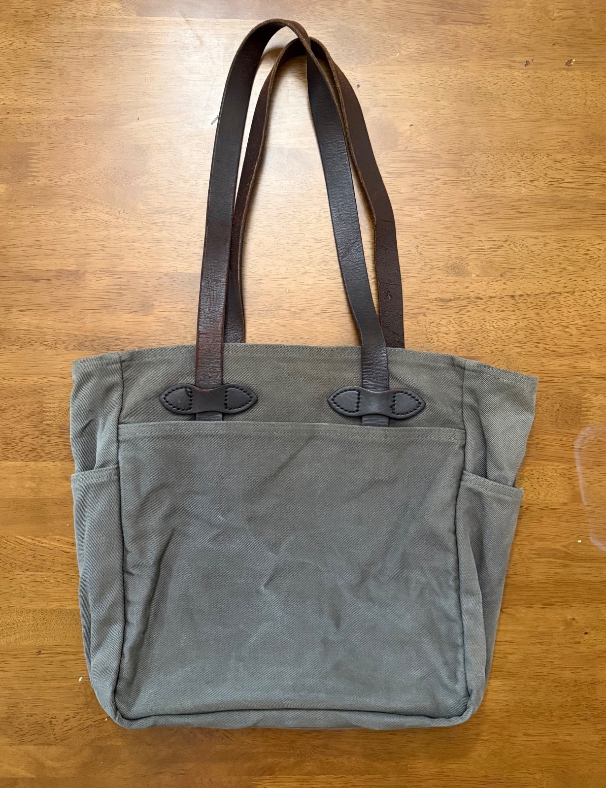 Previously Loved Filson 260 Open Tote Otter Green USA Rugged Twill Leather Bag