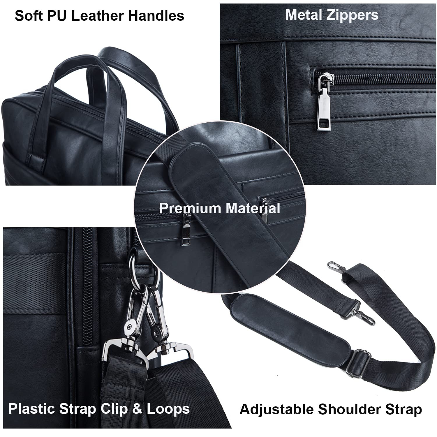 Men’s Leather Messenger Bag, 17.3 Inches Laptop Briefcase Business Satchel Co…