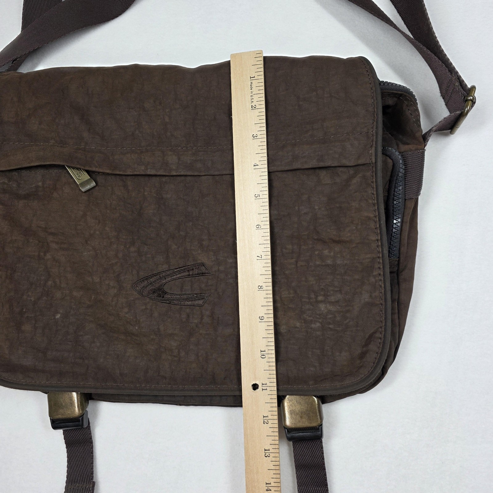 Camel Active Messenger Bag Mens Brown Nylon Crossbody Organizer Travel Commute