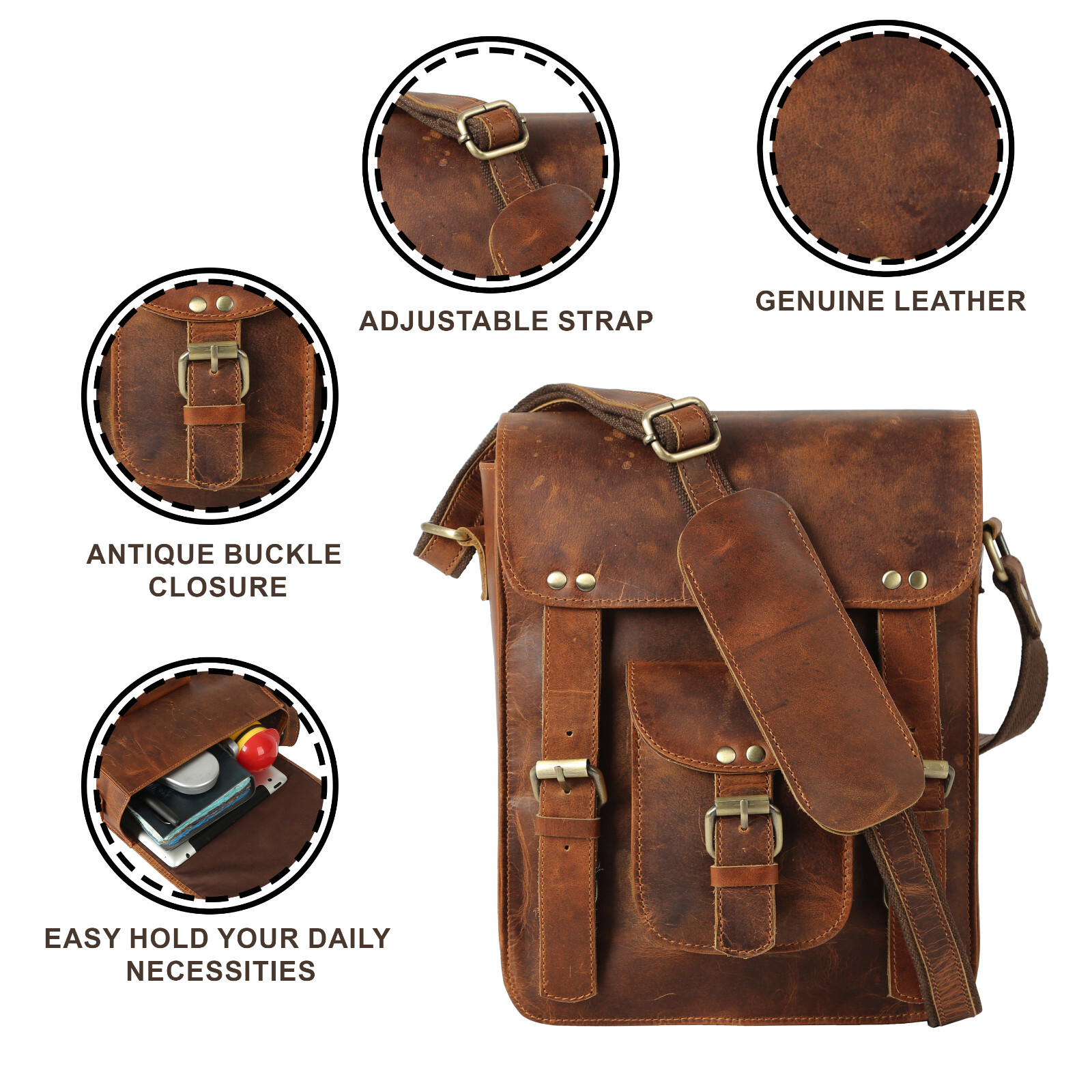 Handmade Leather Sturdy Leather satcel tablet Messenger Bag for men and women