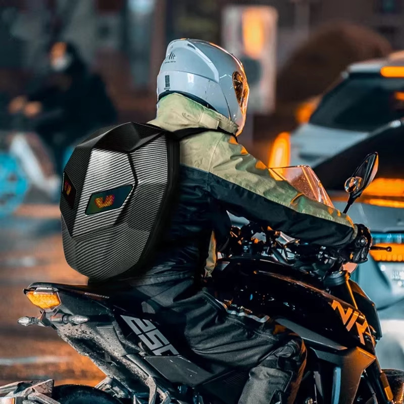 LED Backpack for Man Hard Shell LED Motorcycle Cycling Helmet Backpack for Woman