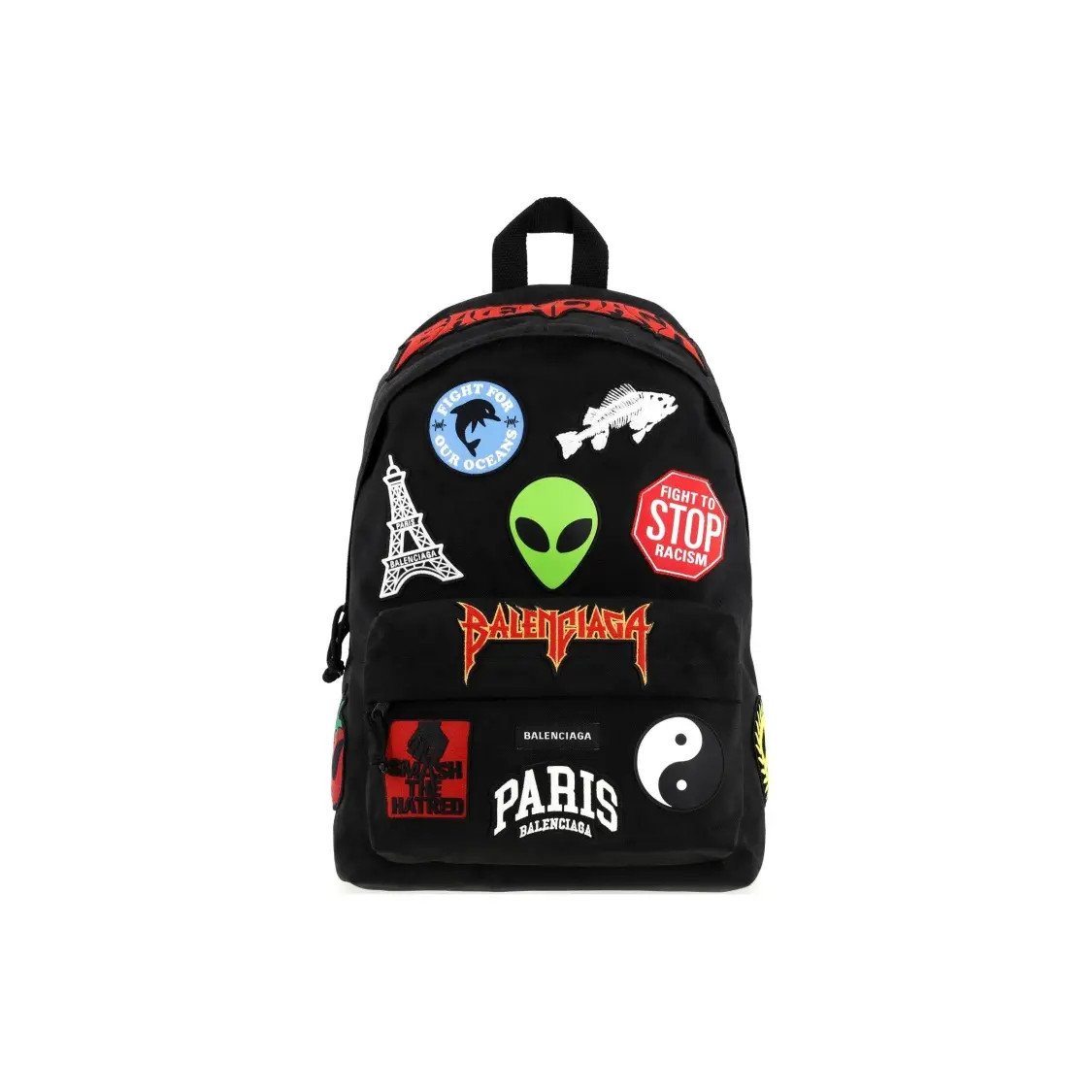 Balenciaga Explorer Animation Logo Print Pattern Backpack 13.7×7.7×18.5 in