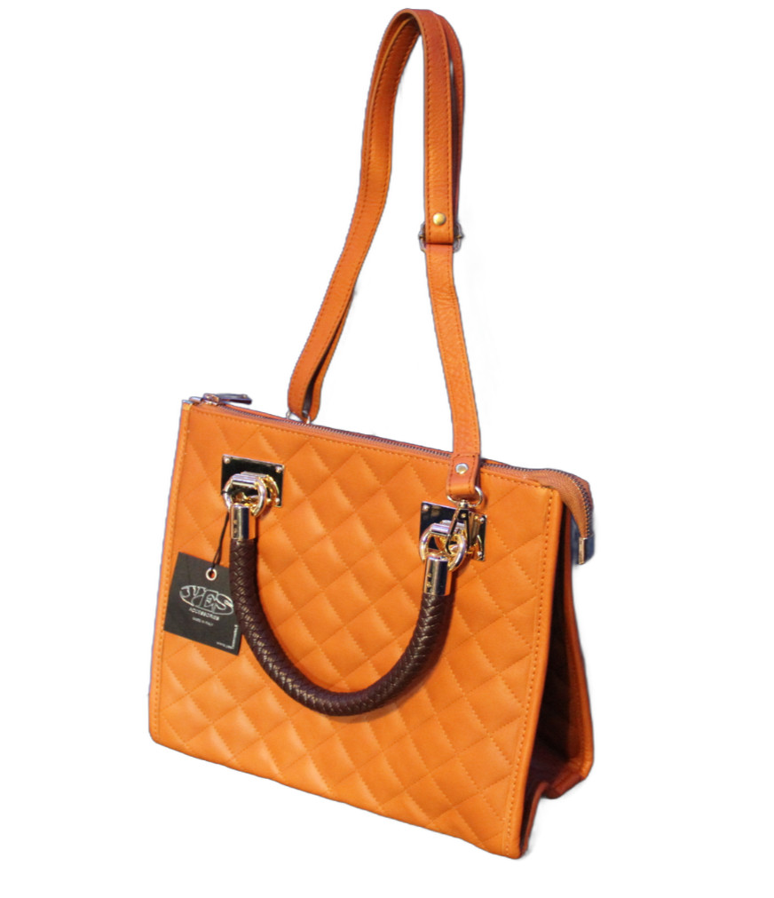 New Caramel Brown Genuine Italian Leather Top Handle Bag | Unbranded
