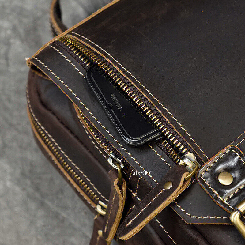 Vintage Men Crazy Horse Leather Backpack Sports Chest Bag Crossbody Bags Outdoor