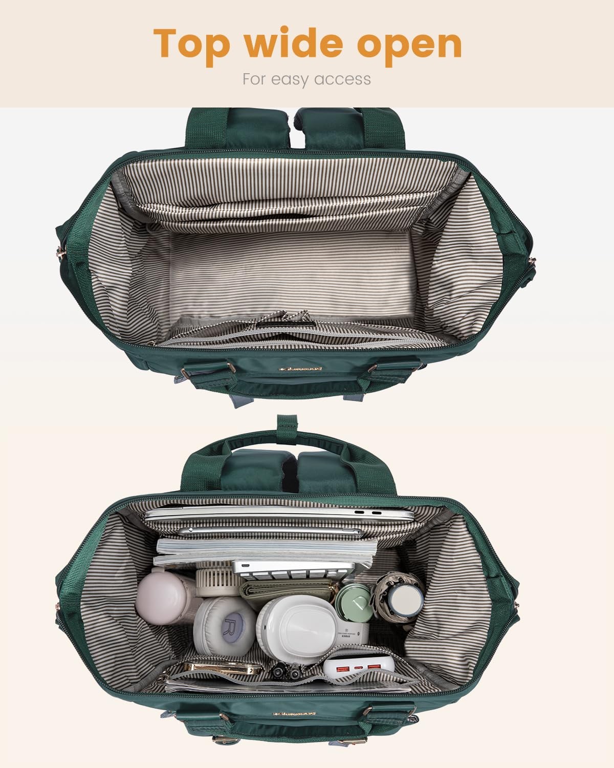 LOVEVOOK 17 Inch Laptop Backpack for Women Work Travel, Dark Green
