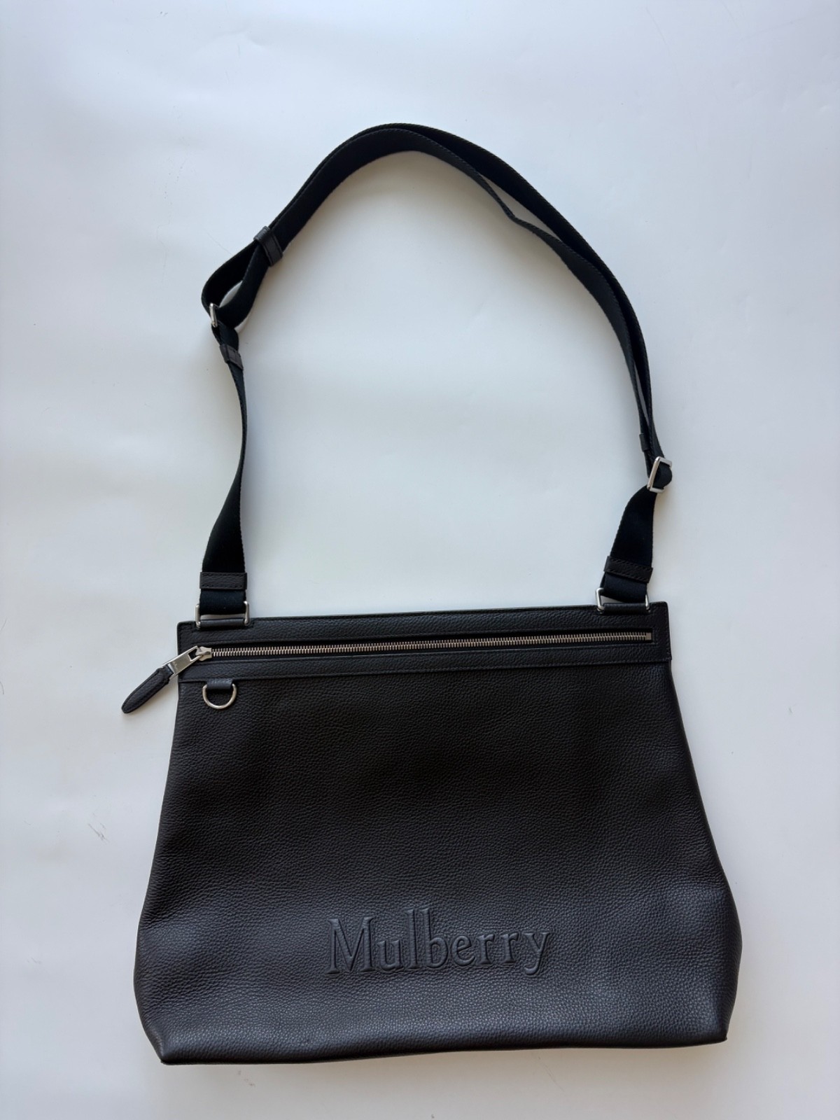 Mulberry Black Pebbled Leather Crossbody Messenger Shoulder Bag w/ Dust bag