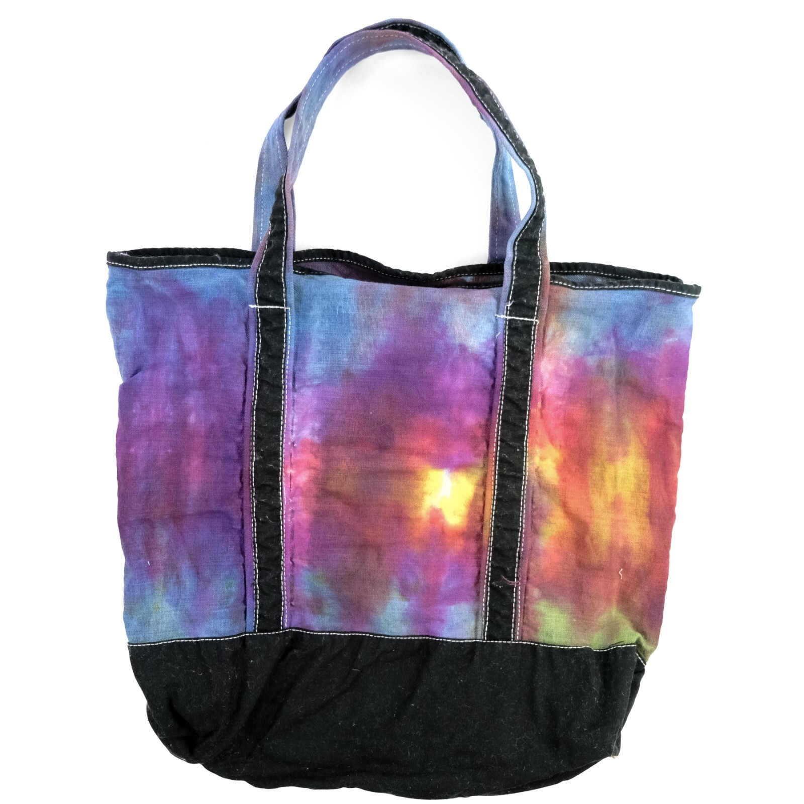 Reworked Tie Dye VTG Sony Pictured Canvas Tote Bag W/ inner pocket 19x14x6