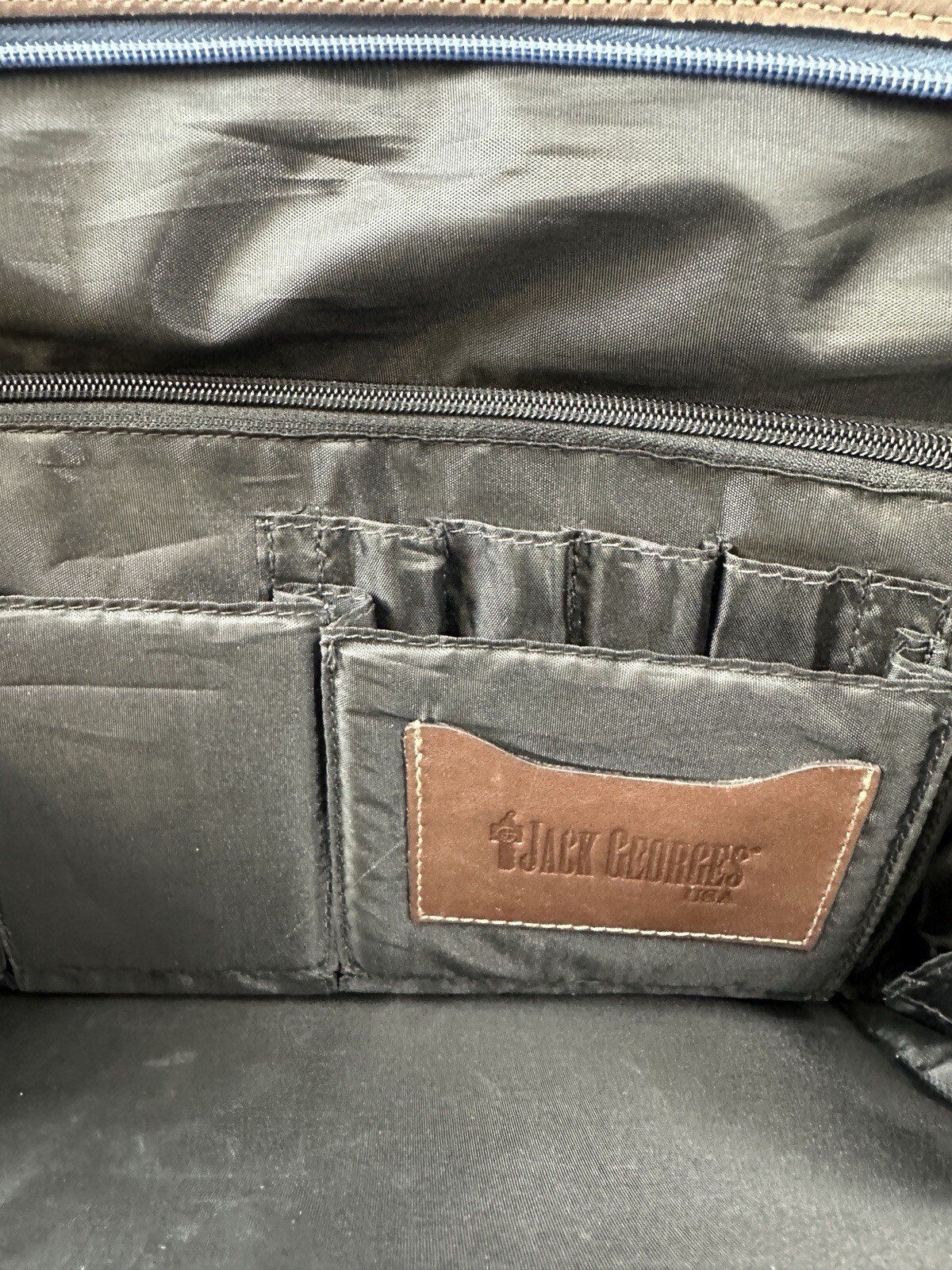 Jack Georges Briefcase Laptop Messenger Bag Blue Leather Missing Strap