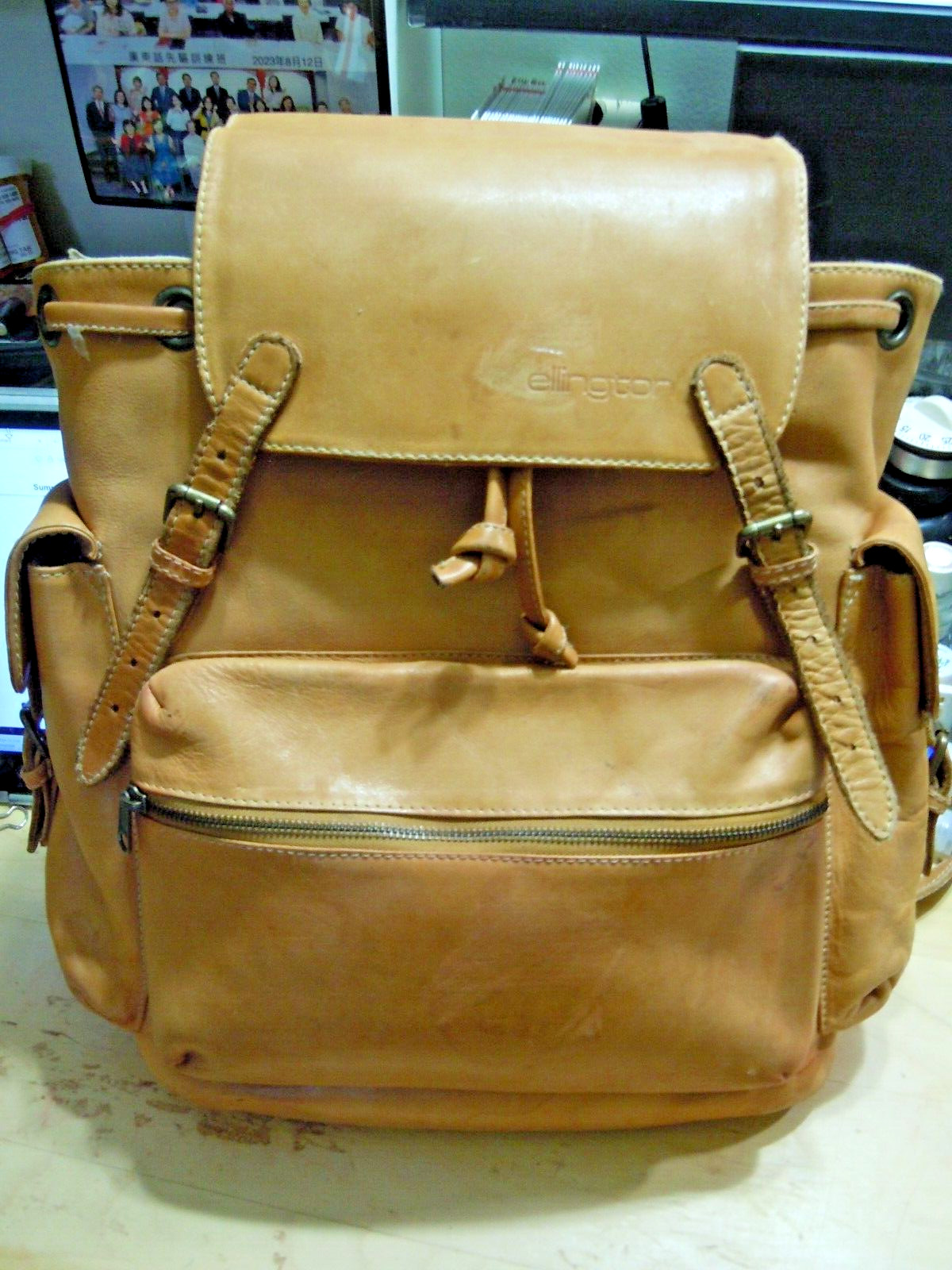 ELLINGTON Vintage Authentic Saddle Brown Leather large Backpack Bag #5
