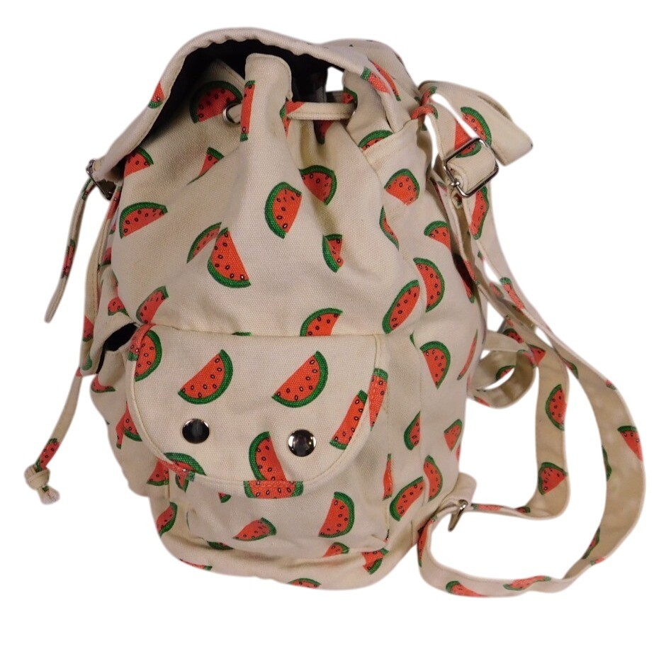 Canvas Watermelon Print Back Pack 3 outer 2 inner pocket adjustable Strap HG8203