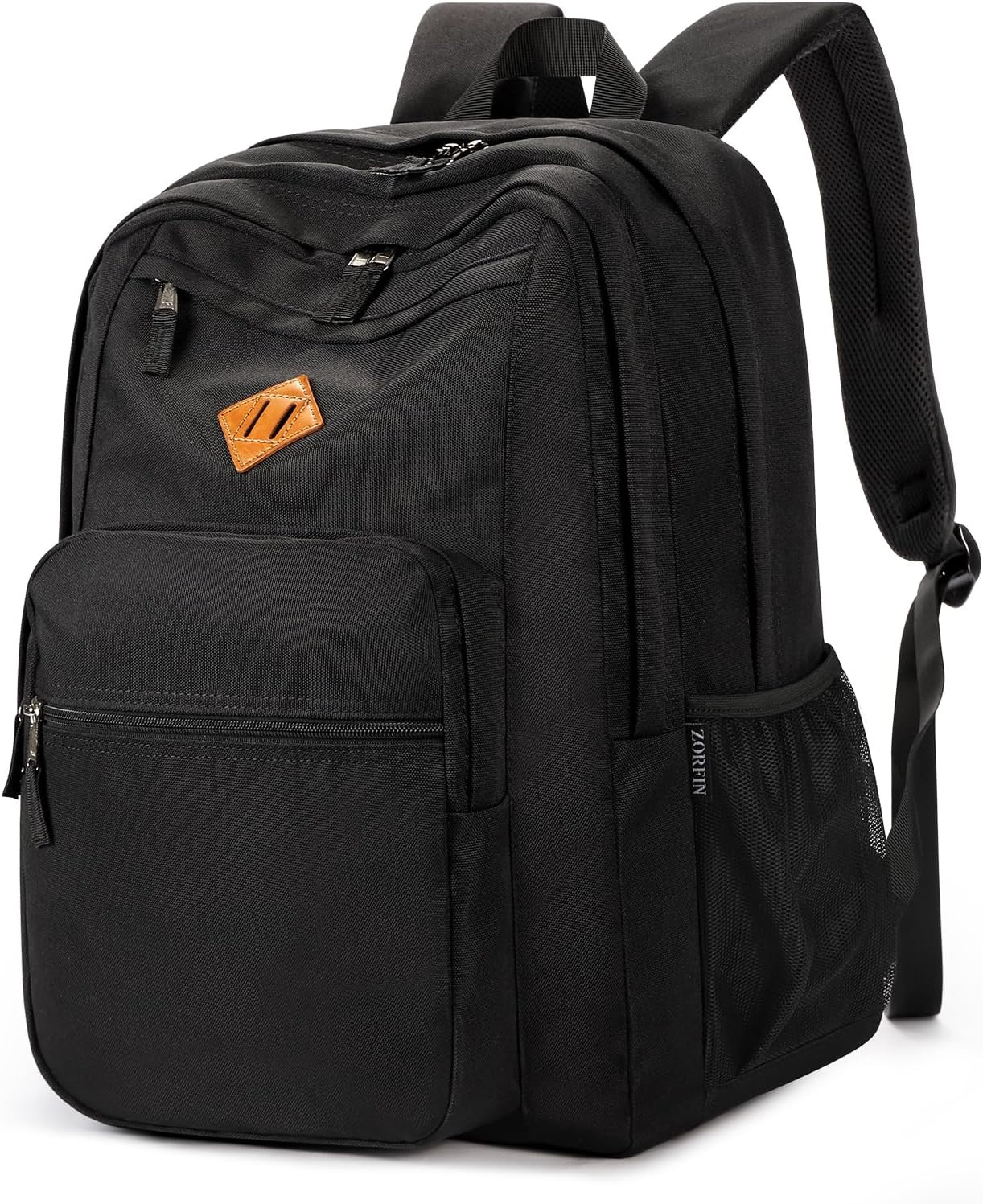 26L Black Backpack for School, College, and Travel: Water Resistant Bookbag with