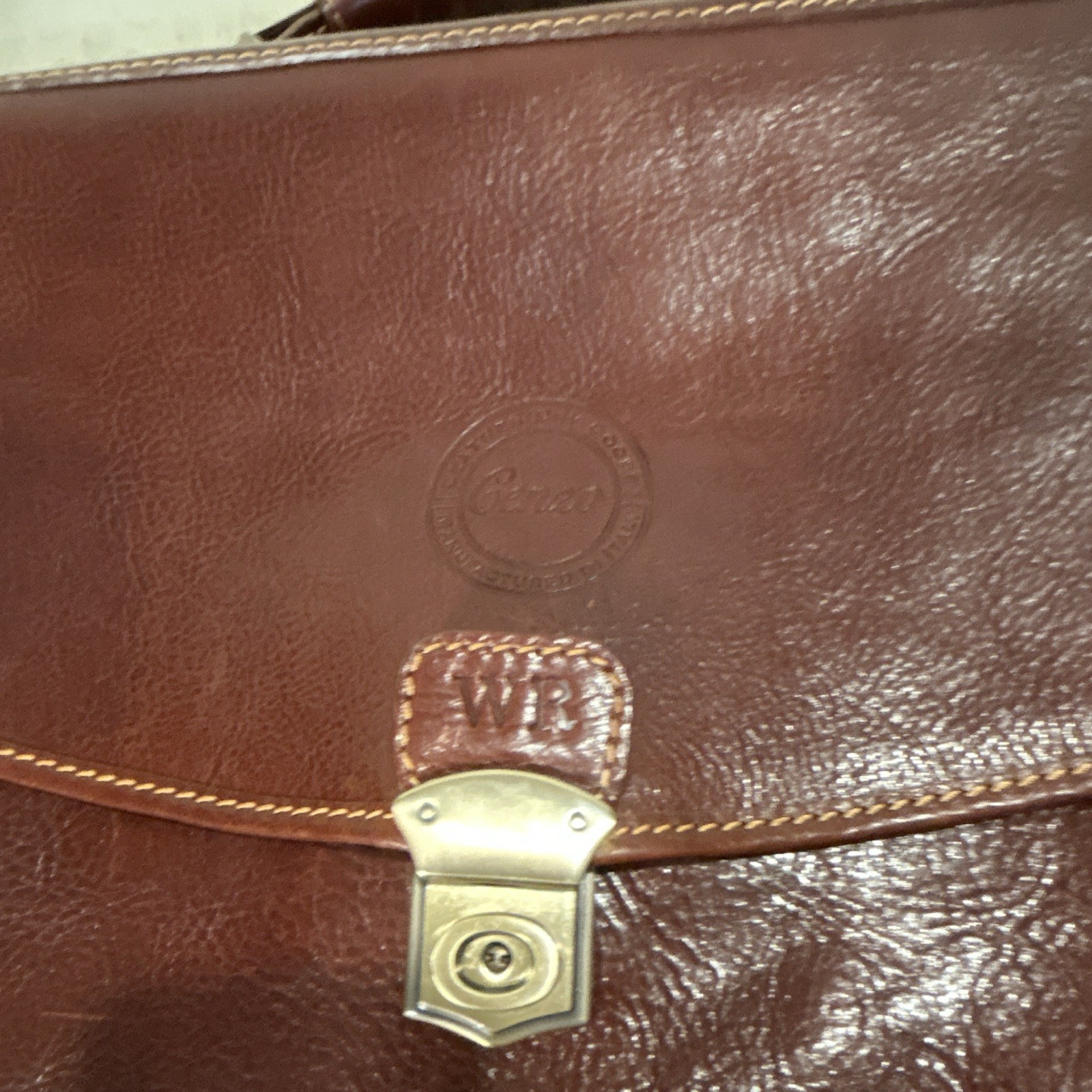 Cenzo Italian Leather Briefcase Messenger Bag Floto Laptop Case Satchel Brown WR