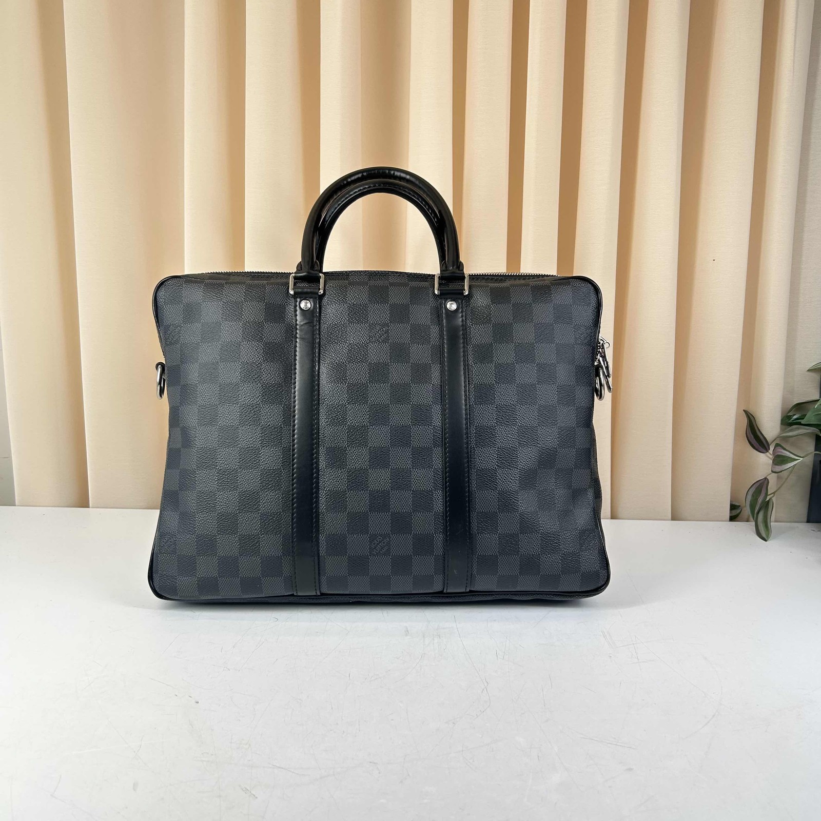 Louis Vuitton Damier Graphite Porte-Documents Briefcase Black Auth