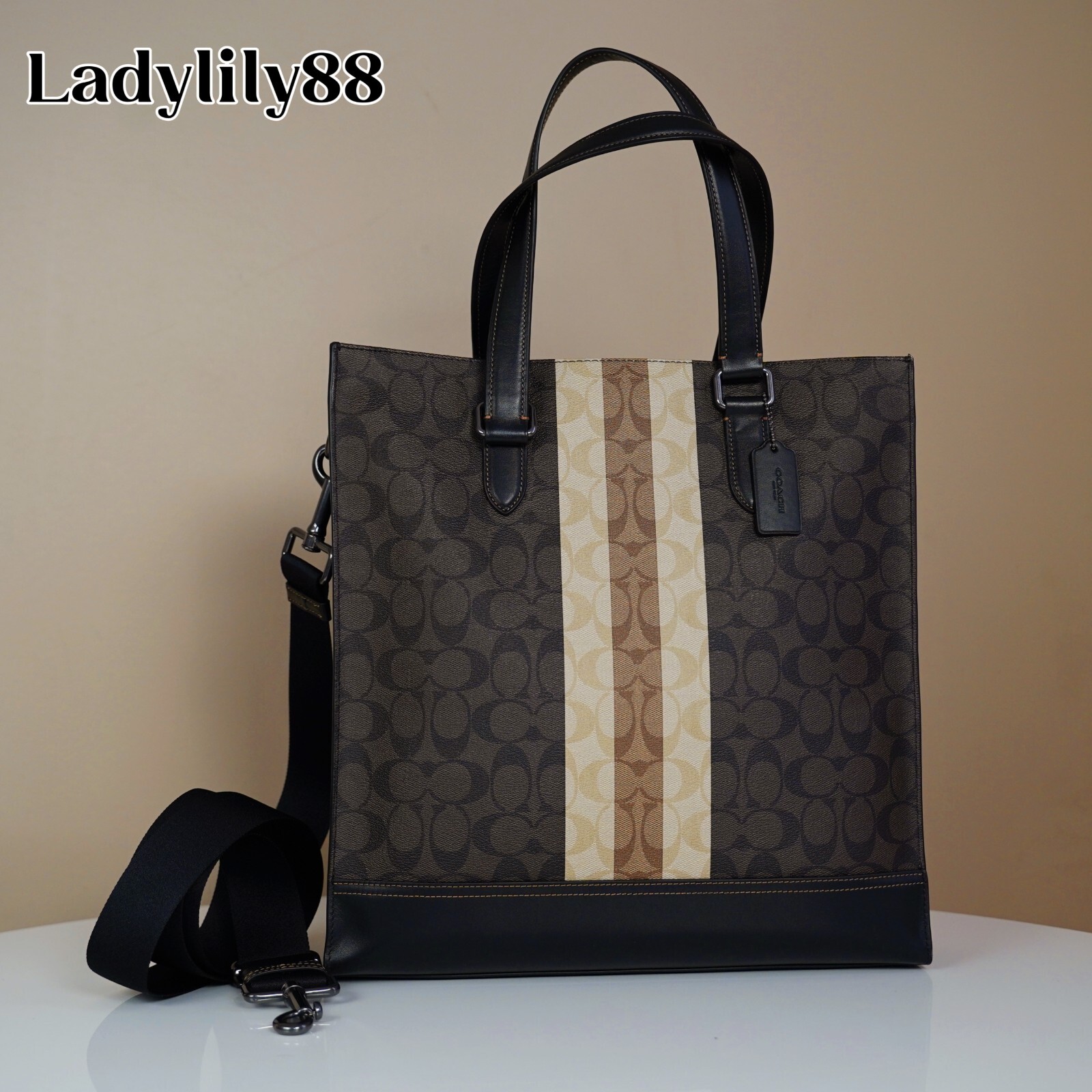 NWT Coach 6707 Graham Structured Tote In Blocked Signature Canvas Varsity Stripe