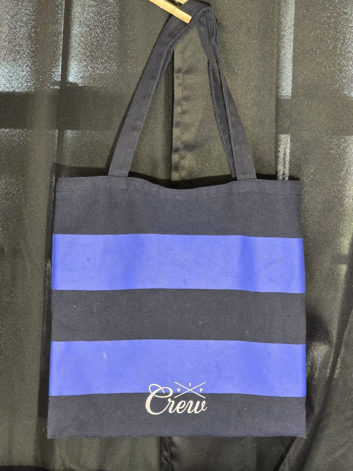 J. Crew VIP Crew Tote Bag Rugby Blue Stripe Canvas Blue/navy