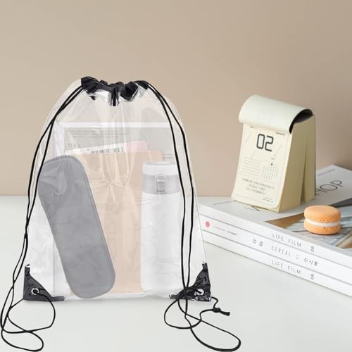2 Pack Clear Drawstring Bags for Stadium Events,See Through Waterproof PVC