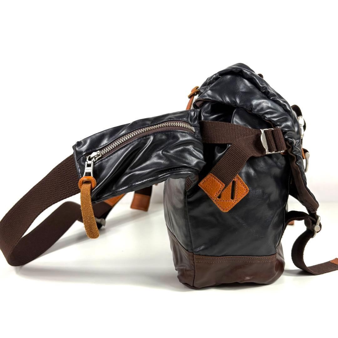 Master-Piece Black PVC Leather Shoulder Bag Men Unisex Travel Business