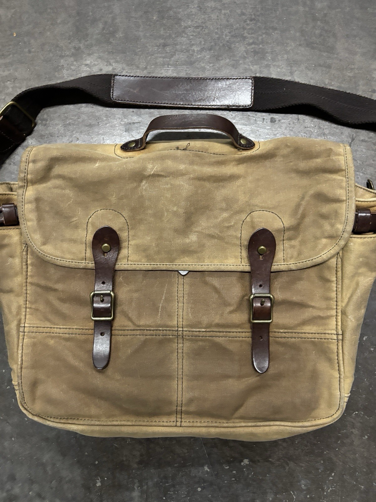 J Crew Dry Goods Abingdon Canvas Messenger Bag Cotton Leather Shoulder Bag