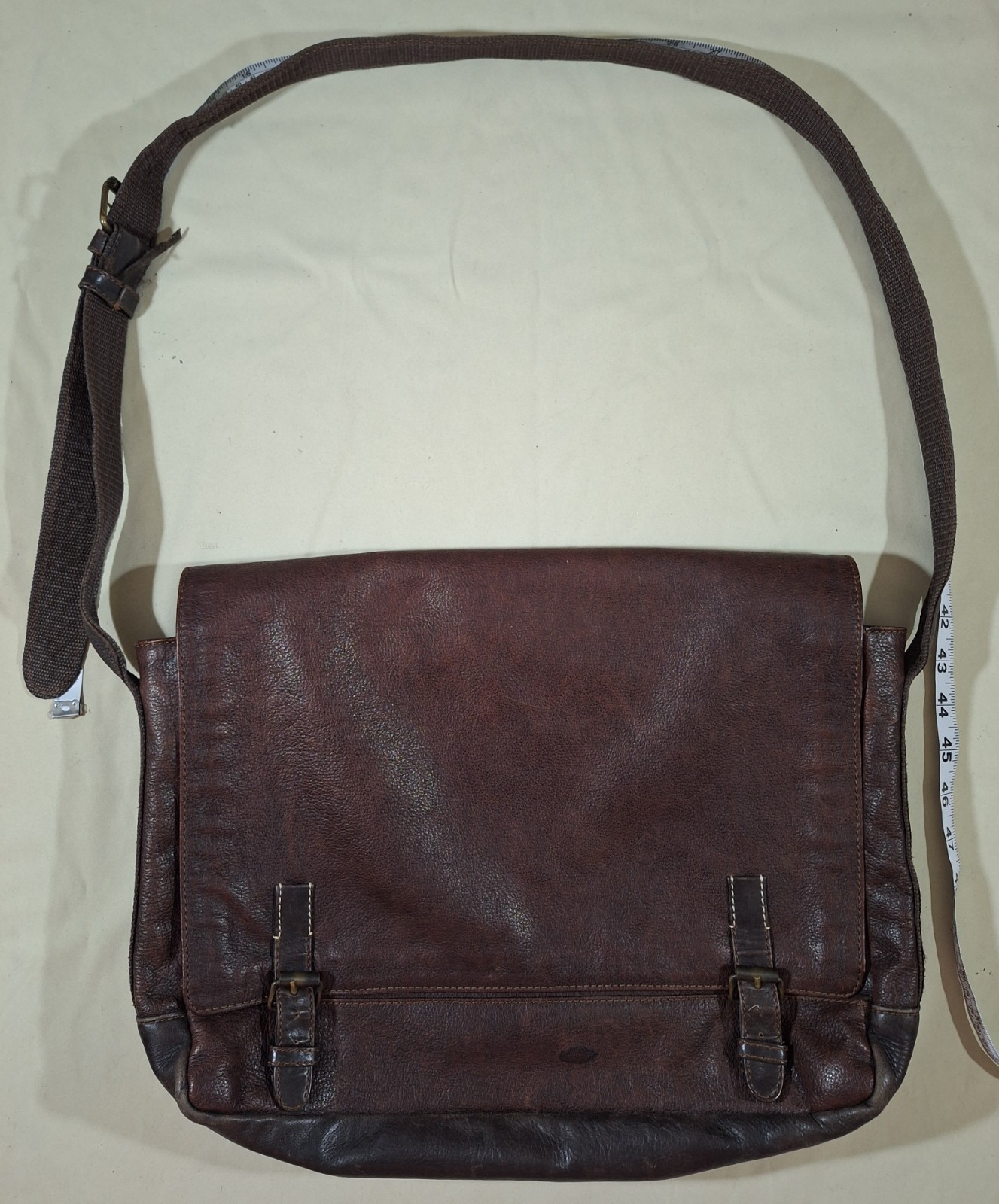 Aldo Brown Genuine Leather Messenger Bag Distressed Satchel Laptop 16.5″W * 13″L