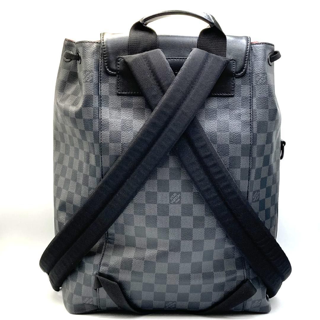 Louis Vuitton Utility Backpack Damier Graphite Black Gray Canvas Leather D-ring