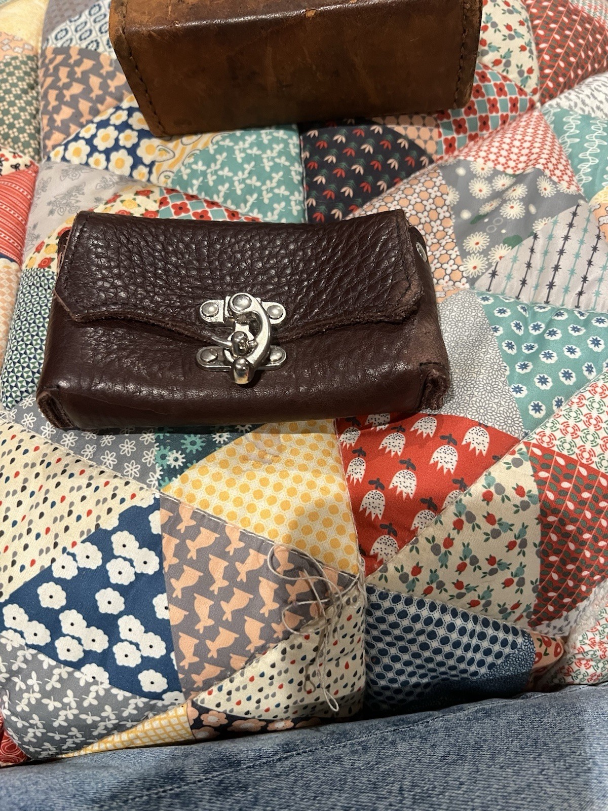 VTG Leather Pouch & Brown Smaller Pouch PreOwned Condition See Photos
