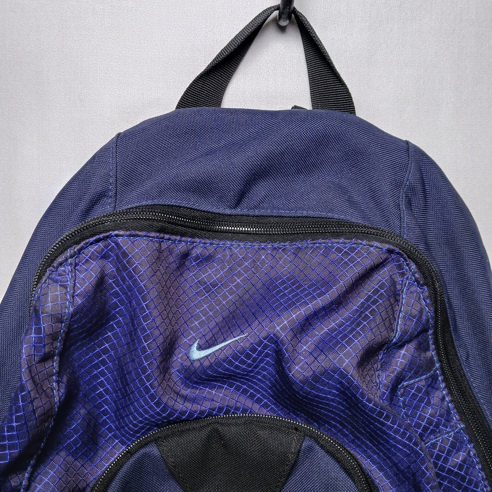 Vintage 90s Nike Backpack Black Blue Mesh Swoosh School