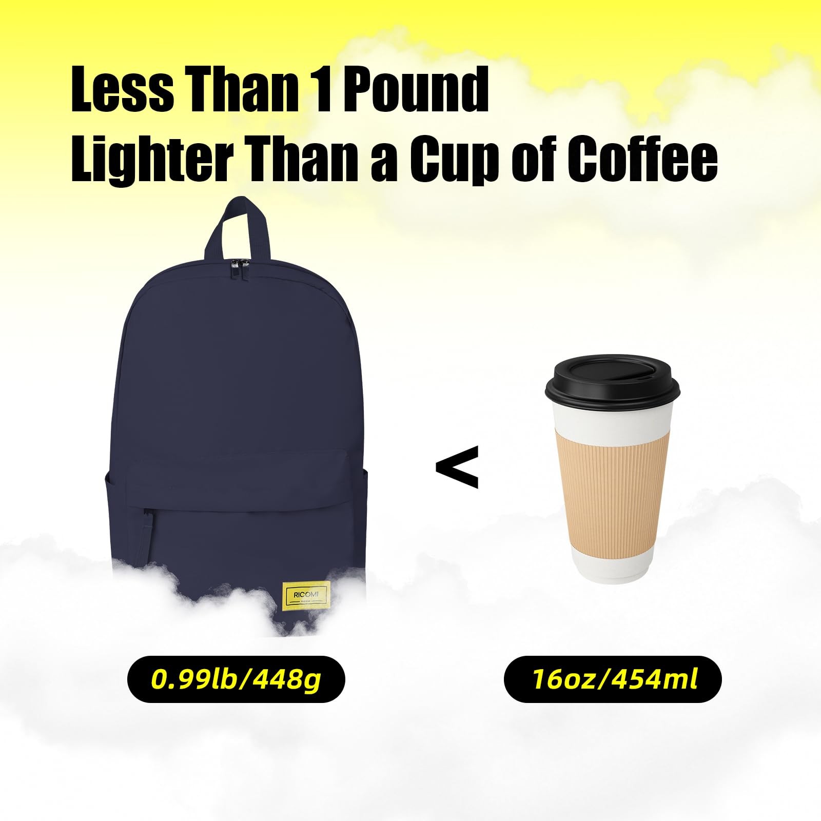 Lightweight Laptop Backpack USB Charging Port 15.6 Inch Navy Blue Bag