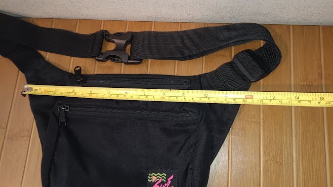 Vintage Surf Style Fanny Pack Black Belt Bag Waterproof Fabric Double Pocket